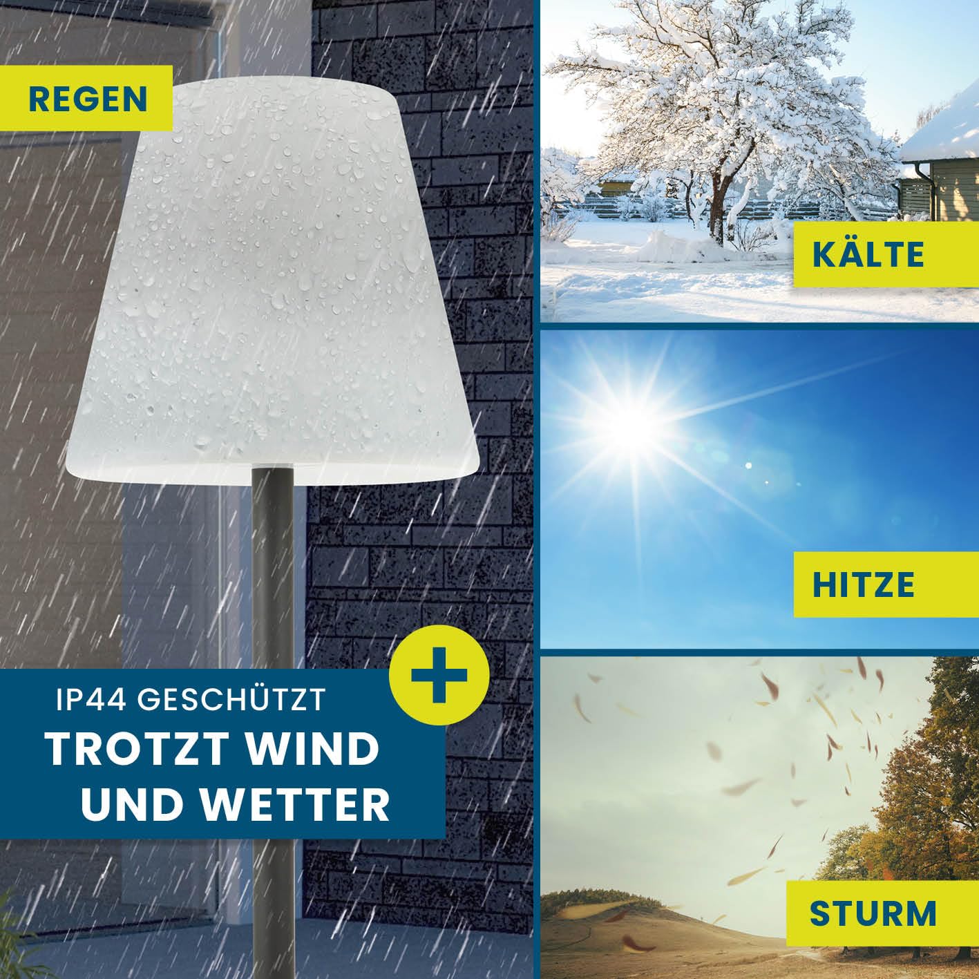 Hoberg XXL-Stehlampe für In- & Outdoor | 1,87 M große Lampe mit 3 einstellbaren Lichtintensitäten | Stimmungsvolle Standleuchte im zeitlos-modernen Design | IP-44 Wasser geschützt [schwarz, weiß]