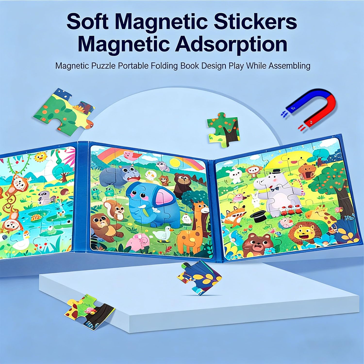 Magnetic Jigsaw Puzzles for Toddlers 48 Pcs Educational Travel Toys Car Plane Activities for Kids 12-16-20 pieces Learning Magnet Puzzles Gift for Kids 3-5 (Frist order - Image 4