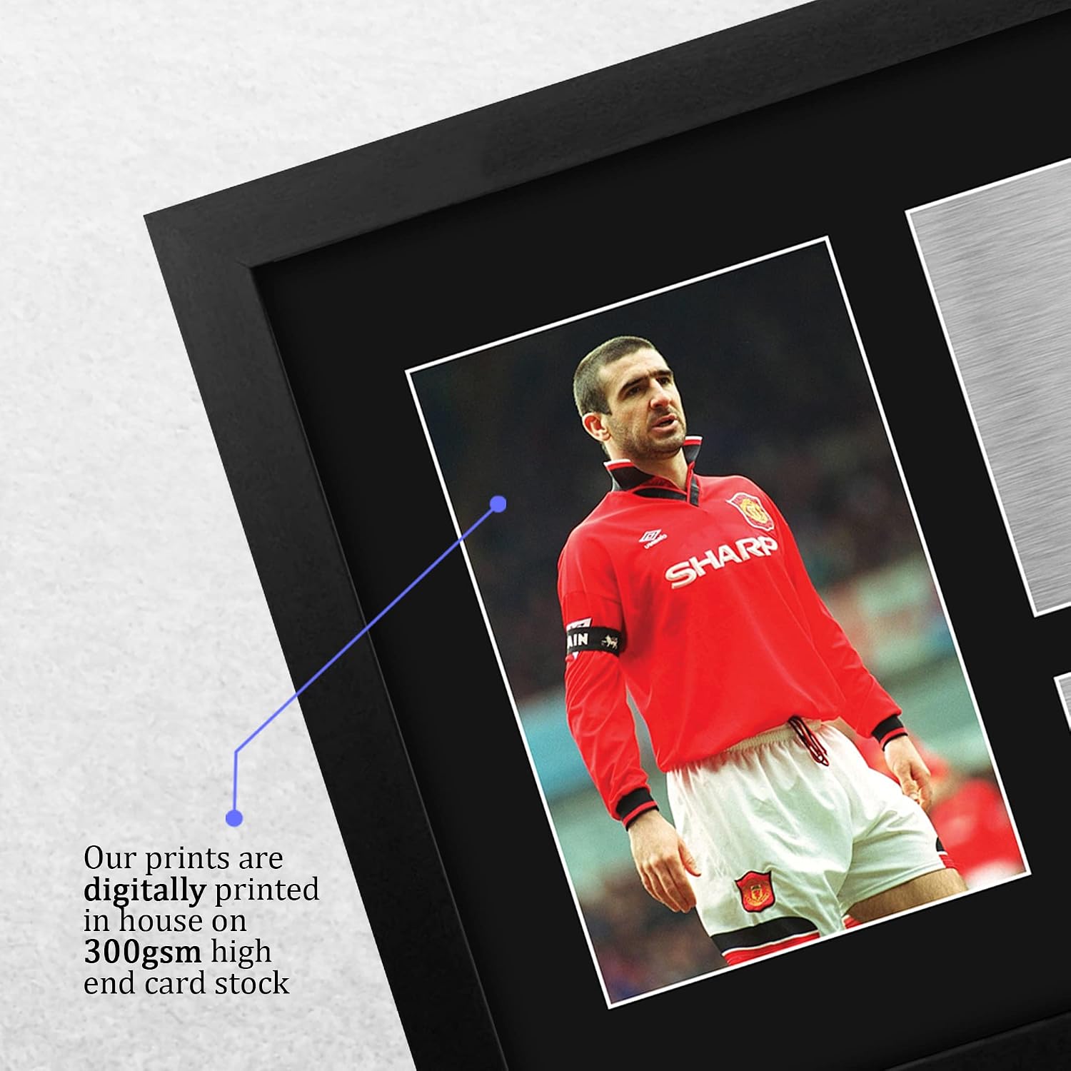 HWC Trading USL Framed Eric Cantona Man Utd Gifts Printed Signed Autograph Picture for Soccer Fans and Supporters - US Letter Size