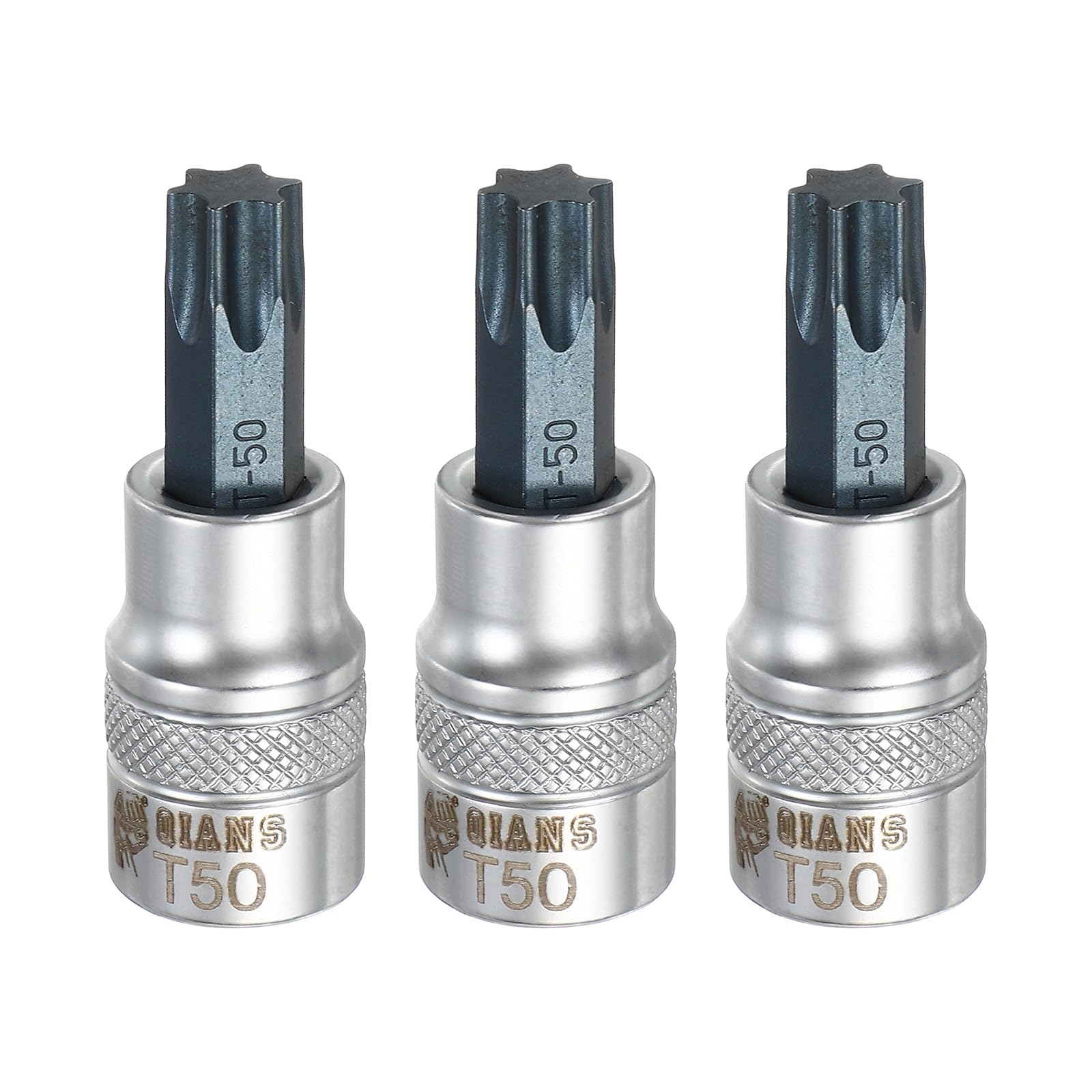 sourcing map 3Pcs Torx Bit Socket 3/8" Drive T50 S2 Steel Star Head Screwdriver Drill Bits CR-V Steel Socket Adapter for Home Auto Axle Hex Nuts Bolts Repair