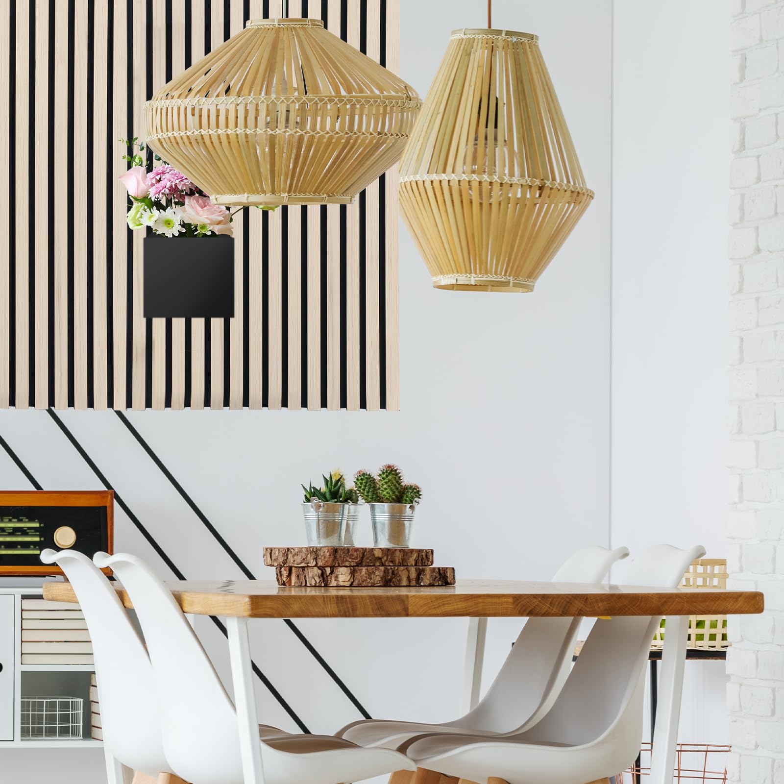 Wandorganizer voor akoestisch paneel, haken, doos & rek metaal, opbergruimte voor akoestische panelen lamellen wandpanelen, accessoires voor kantoor, hal, keuken, enz. (20 cm decoratieve lijst