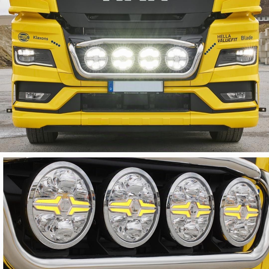 HELLA VALUEFIT LED Projecteur longue portée - Blade Chrome 9" - 12V / 24V - rond - Chiffre de référence: 50 - limpide - Couleur lumineuse: blanc/ambre - Câble: 500mm - côté frontal - 1FJ 357 199-031