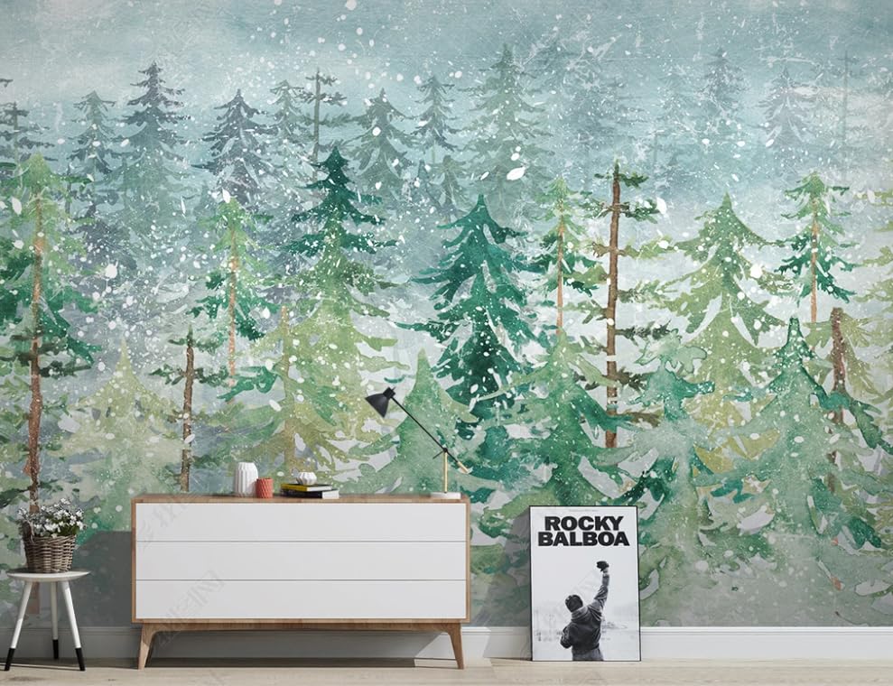 Papier peint forêt abstraite aquarelle grand format pour décoration murale chambre et restaurant - 3