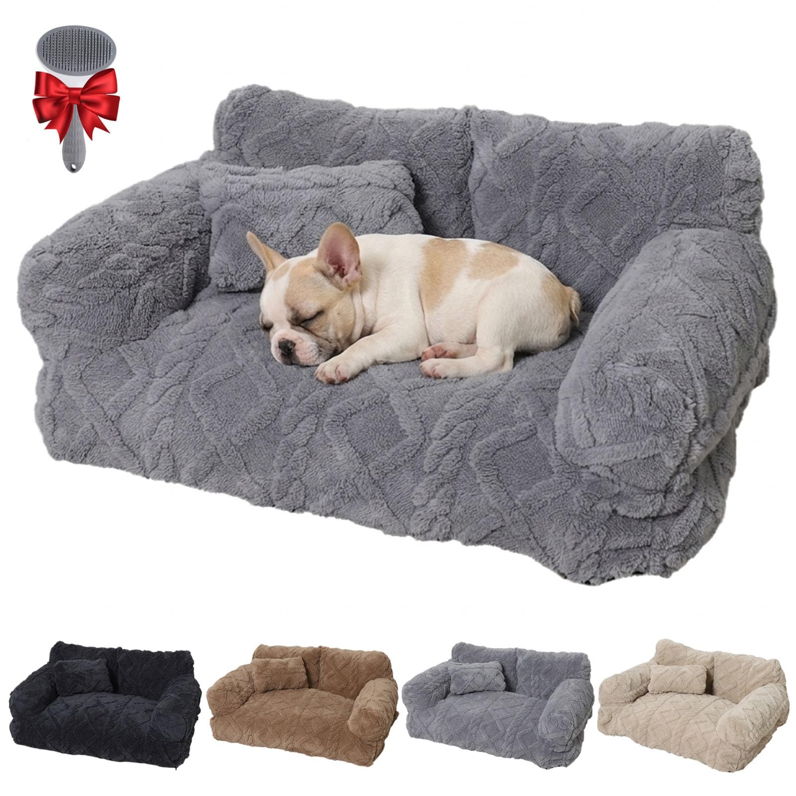 Générique Canapé-Lit Apaisant pour Animaux, en Peluche, avec Housse Amovible Et Bords Surélevés — 6 Tailles Disponibles — Lit Douillet Et Moelleux pour Chiens Et Chats, Doux Et Lavable(Light Gray,L)
