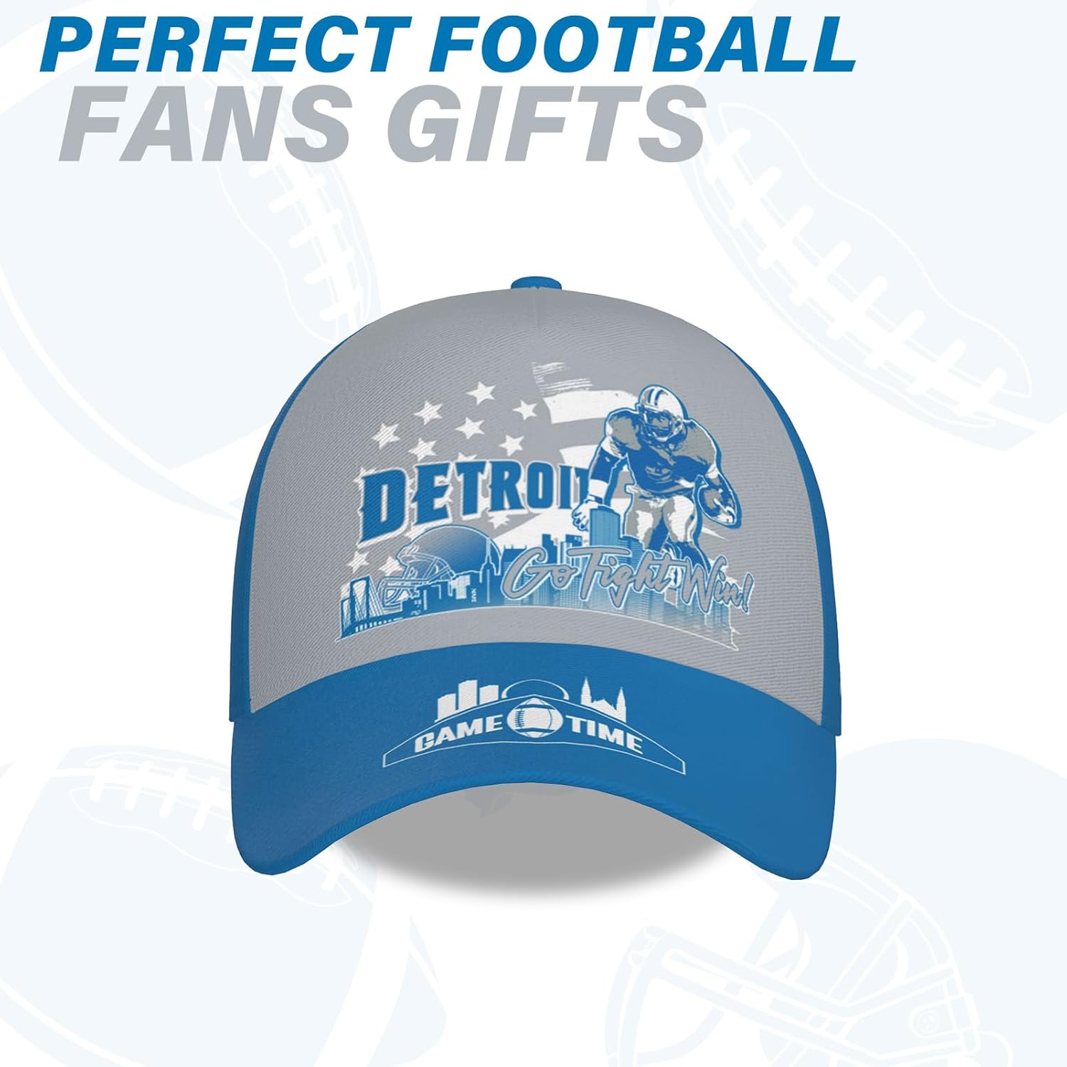 Baseball Cap for Men, Football Gifts for City Fans, Baseball Hat for Women, Adjustable Print Football Cap Game Day Headwear - Image 2