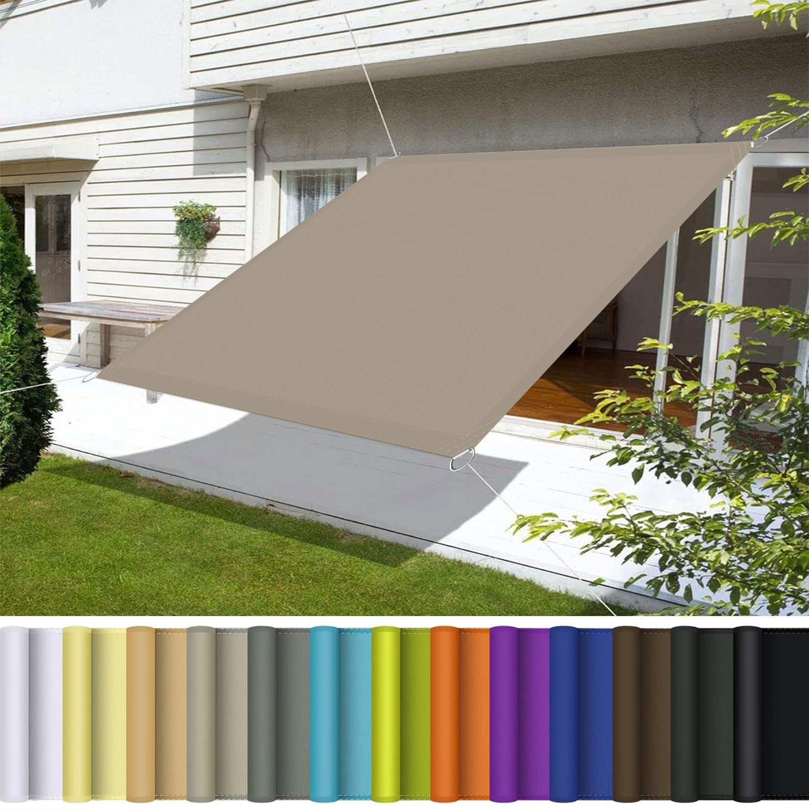 Filet protection solaire imperméable taupe 2x3.2m anti-UV jardin