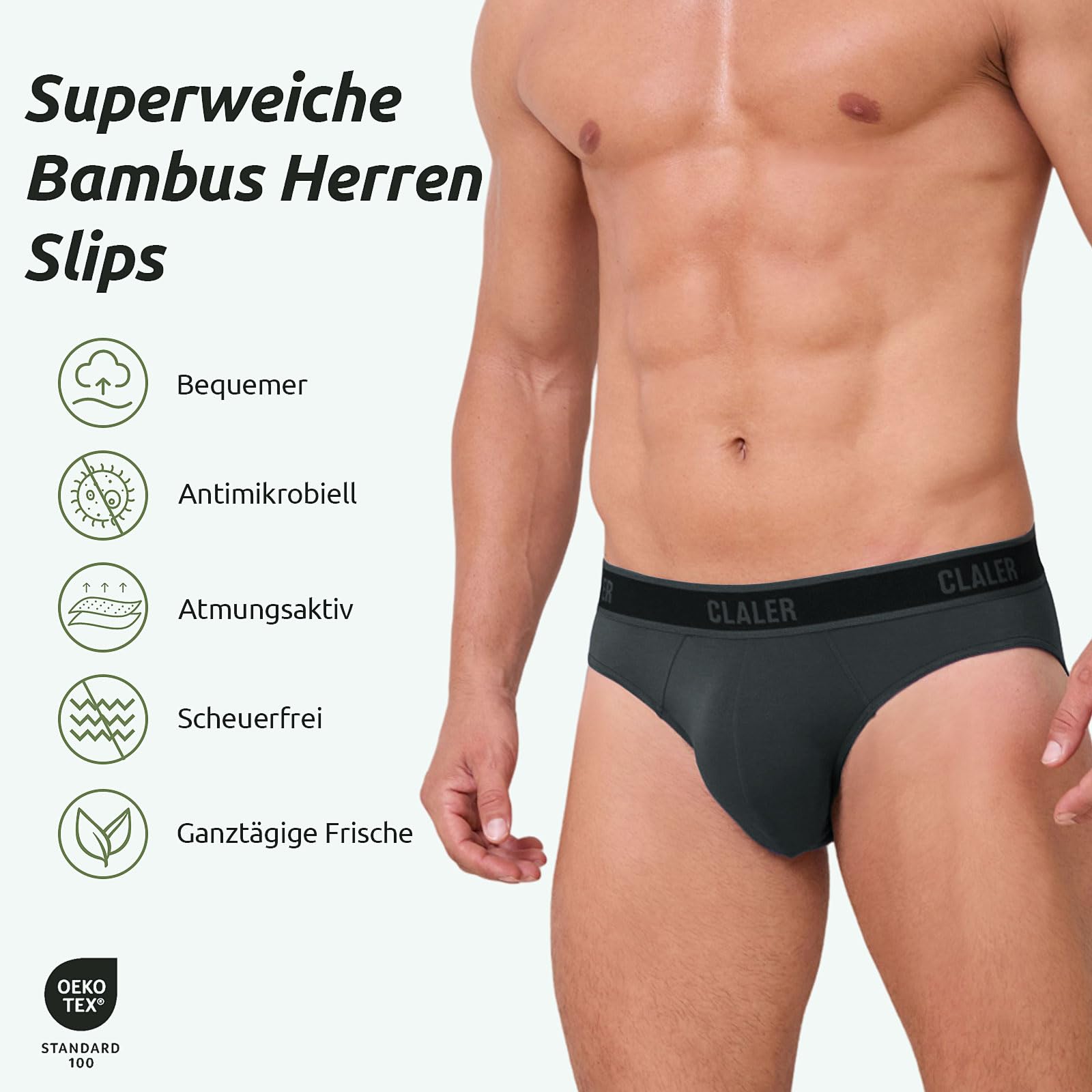 Slip Herren Bambus Unterhosen Männer Atmungsaktive Unterwäsche mit Stretch Antibakteriell Sport Herren-Slips 6er Pack