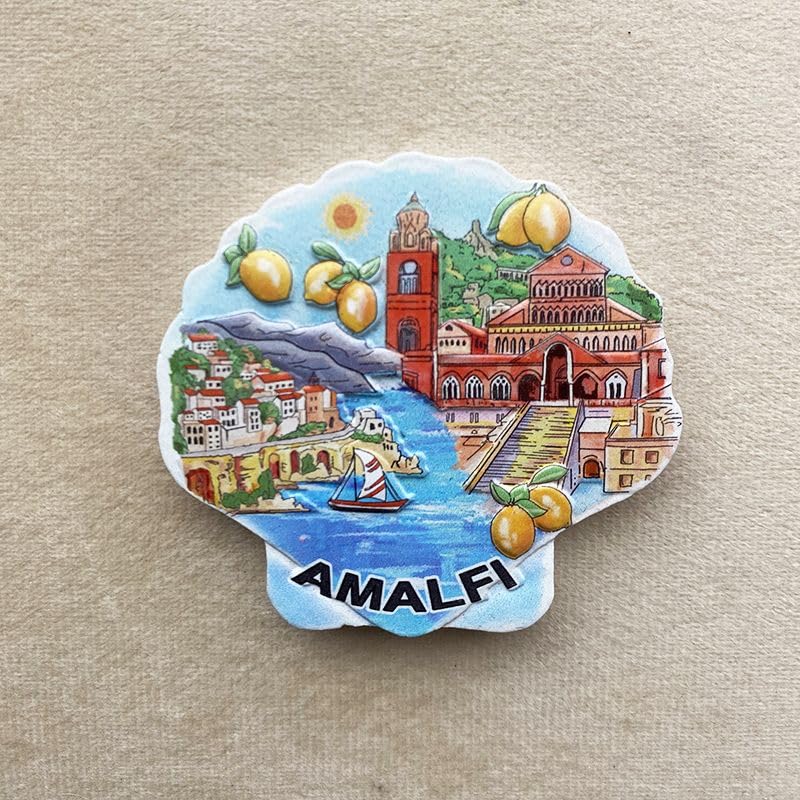 Imán decorativo de resina 3D con forma de concha Amalfi Coast miniatura 1
