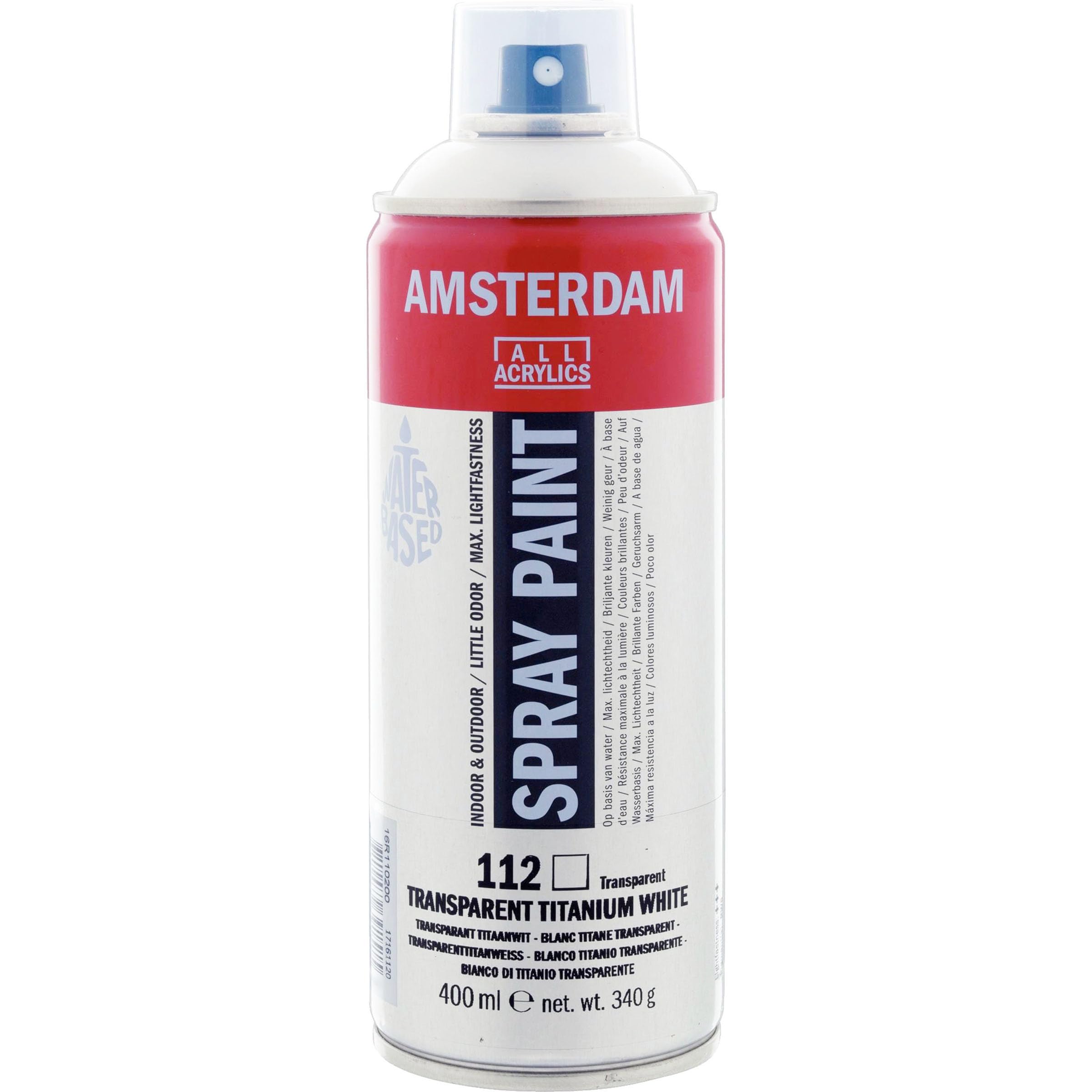 Amsterdam Spray Paint - Transparent Titanium White 112-400 ml - Water-Based - Lightfast - Low Odor - Multipurpose Use