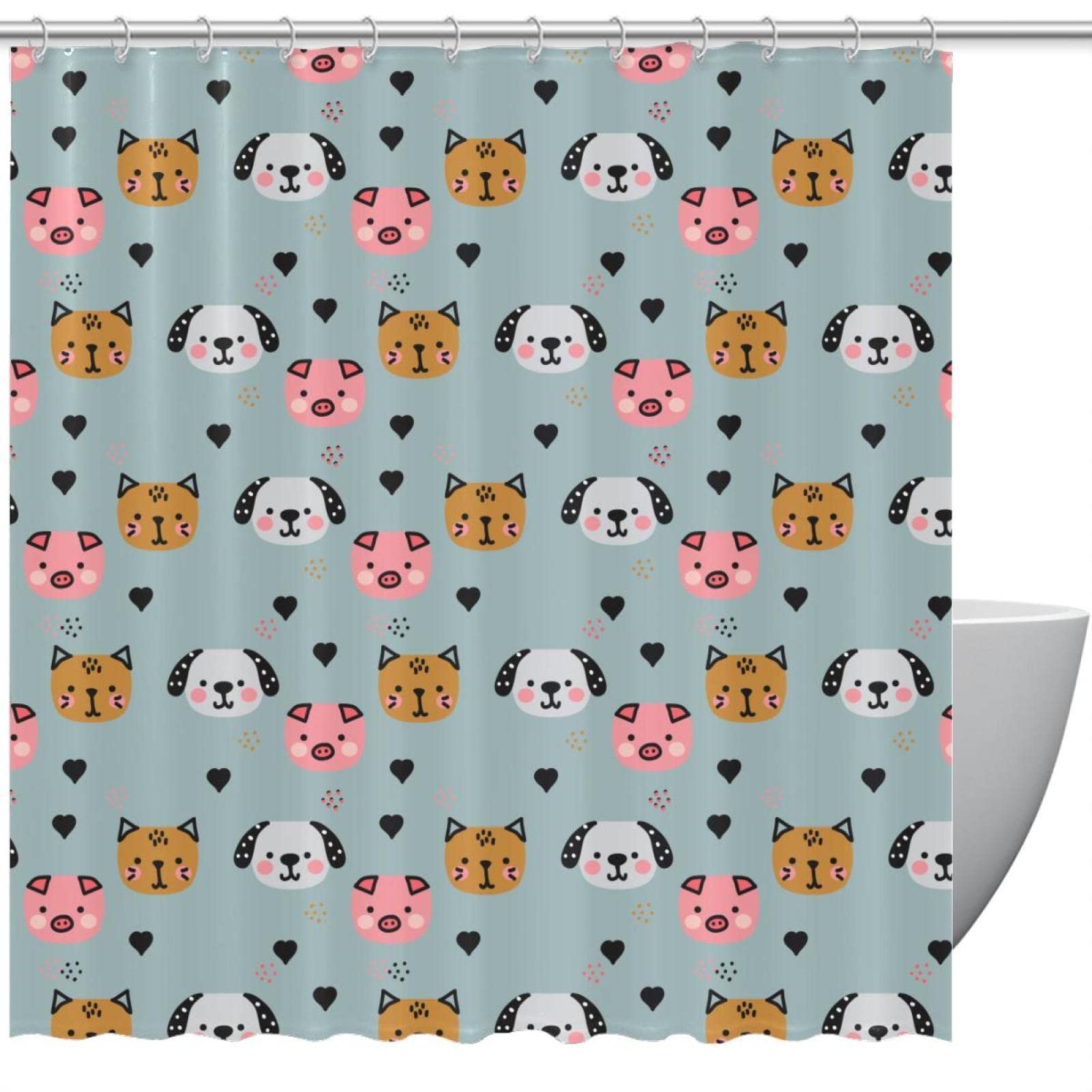 Rideau de douche imperméable 152 x 183 cm anti-moisissure pour baignoire enfant