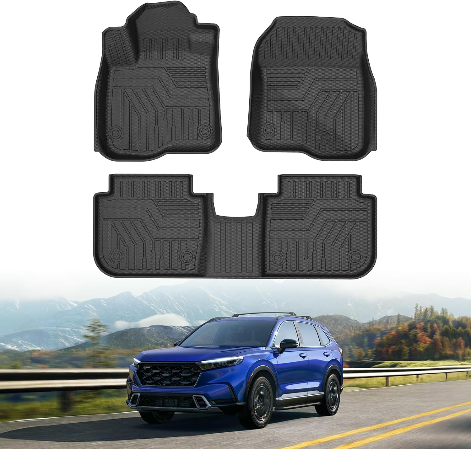 FIILINES for Honda CRV Floor Mats 2023 2024 (Include Hybrid/NonHybrid