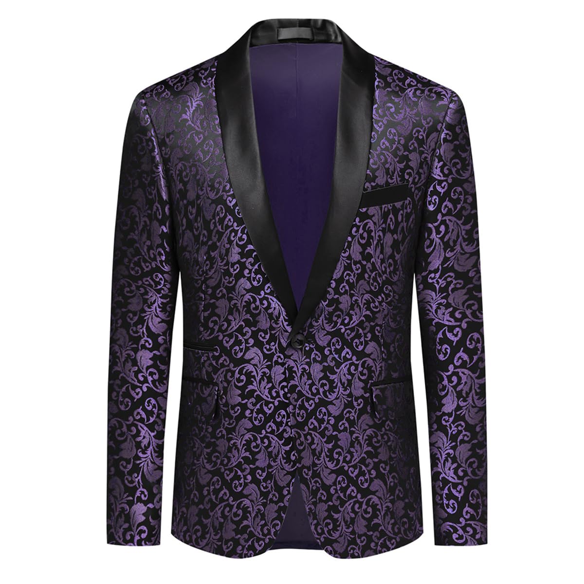 Allthemen Sakko Herren Slim Fit Jacquard Bunte Sakko Casual Blazer Glitzer Smokingjacke Anzugjacke für Hochzeit