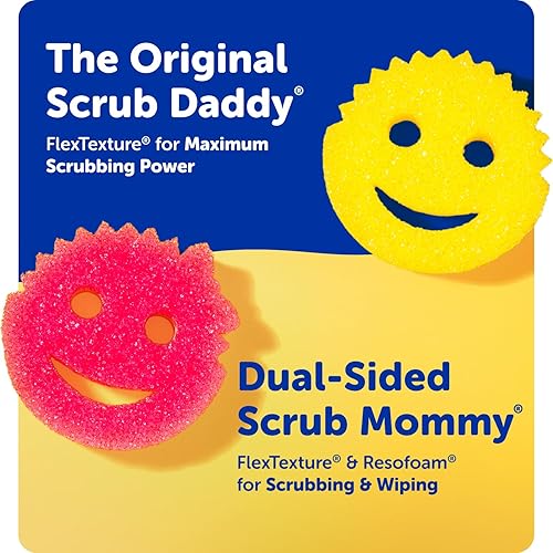 Miniatura 7 de Scrub Daddy Esponjas de Color – Esponjas multiusos para platos sin arañazos para limpieza de cocina, baño y hogar – Hechas con espuma de polímero