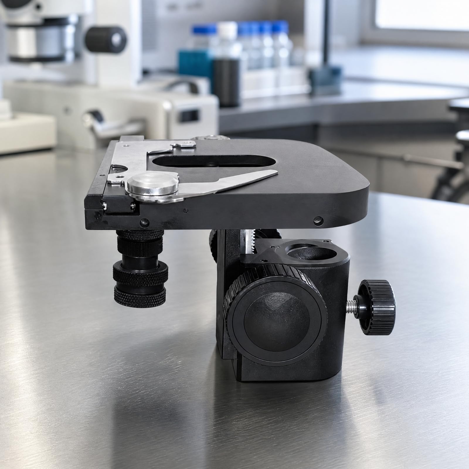 Calibro Mobile per Microscopio | Facile da Installare, Piano provette Mobile per Microscopio, Leggero, Osservazione in Luce Trasmessa, Laboratorio, DJ