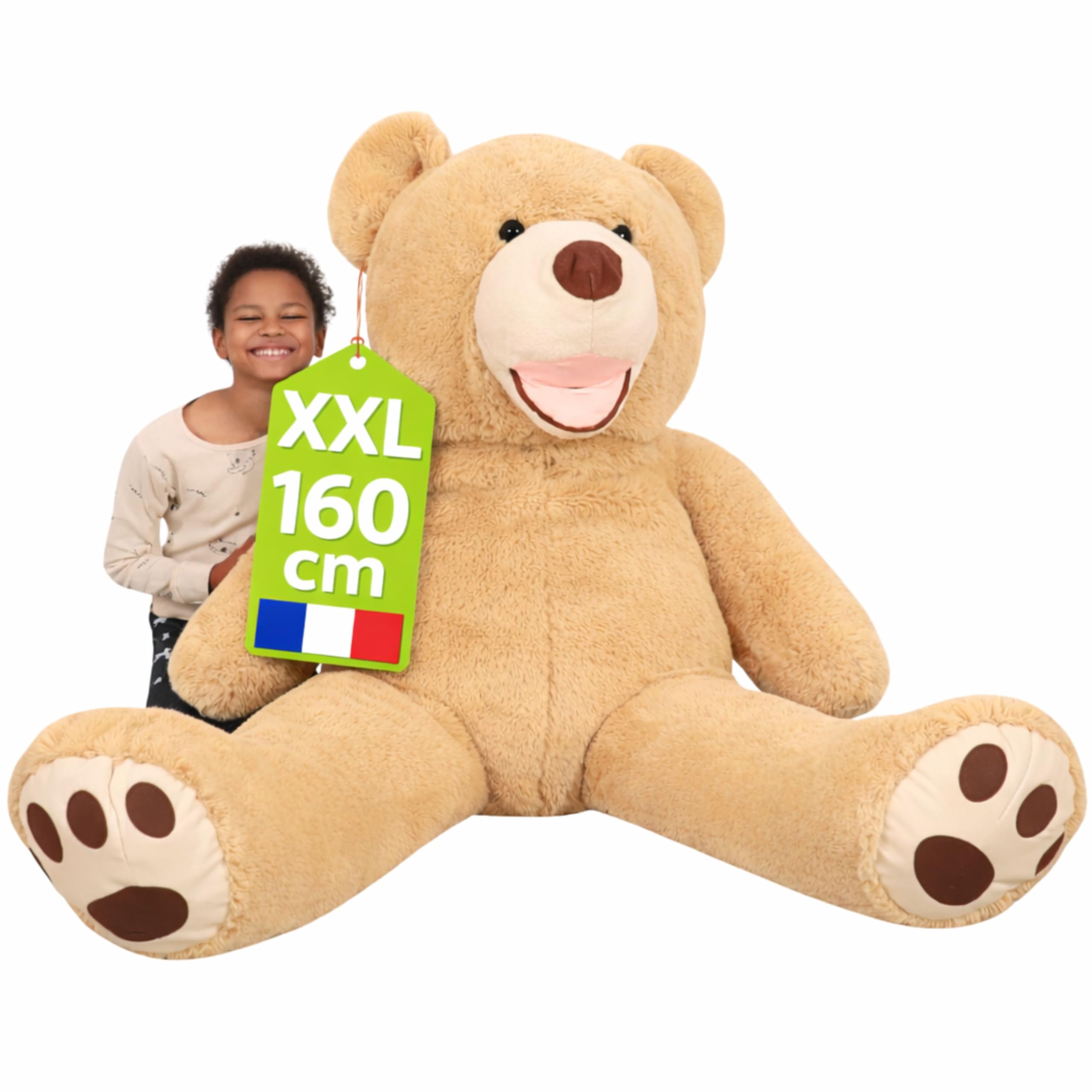 bananair - Riesen Teddy groß 160 cm, in Frankreich Hergestellt, CE-Zertifizierung, Sehr Weich und Flauschig, Teddybär XXL für Geburtstage und andere Feiern