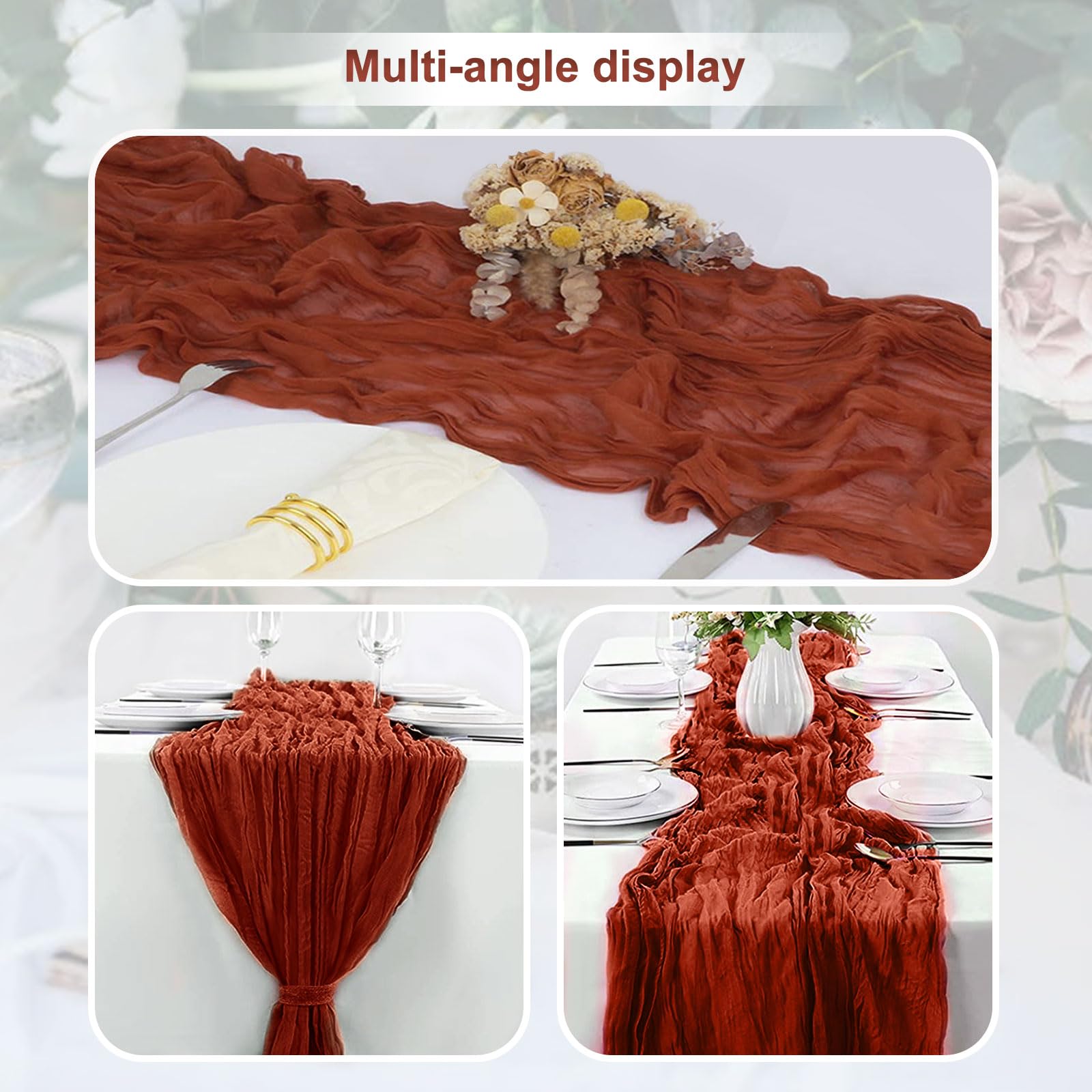Confezione da 10 runner da tavola in garza rustica, 89 x 300 cm, 3 m, in garza rustica, per il Ringraziamento, runner da tavola per feste di nozze, decorazioni per addio al nubilato