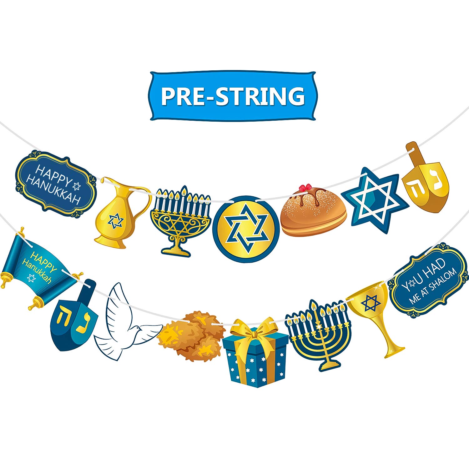 Happy Hanukkah Banner Hanukkah Chanukah Decorations Hanukkah Garland Door Sign Backdrop Blue Welcome Sign Photo Booth Props Jewish Judaism Israel Party Decoration for Home Holiday Party Decor