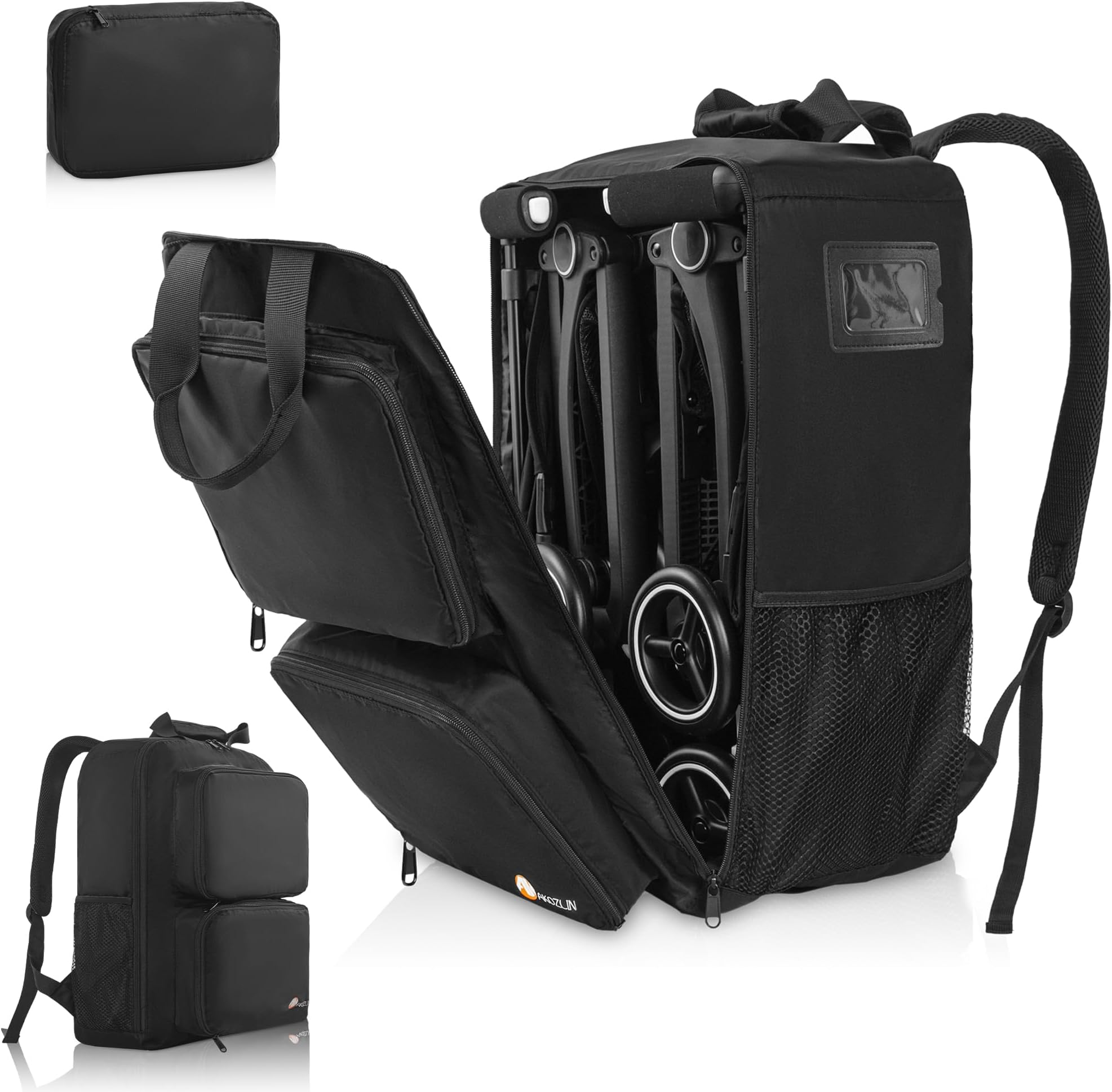 Foldable Stroller Travel Bag Backpack 14.2"X8.7"X20.5" Compatible with GB Pockit+ All City/GB Pockit Air All Terrain/Gb Pockit Stroller Upgrade Version, Black (Bag Only)