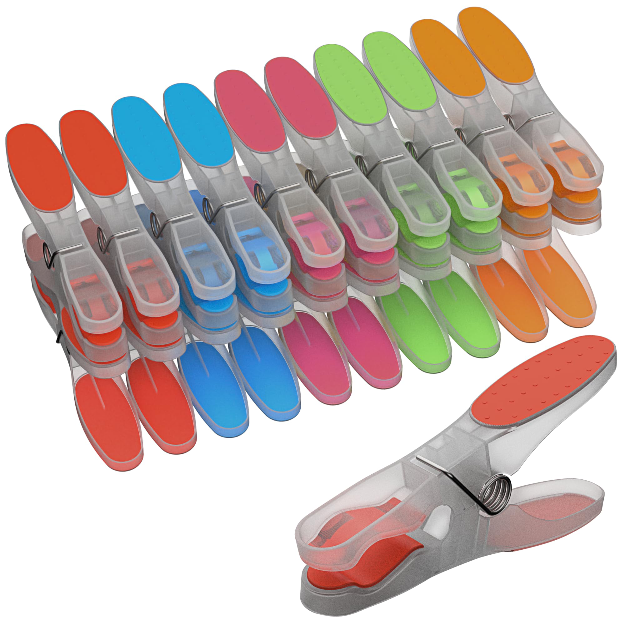 PORTENTUM Clothes Pegs with Non-Slip Silicone, Pack of 20, Multicolour - Soft No-Marking, Weather Resistant for Outdoors, Multi-purpose for Delicate Laundry, Size 3.31 x 1.73 x 0.63 inches
