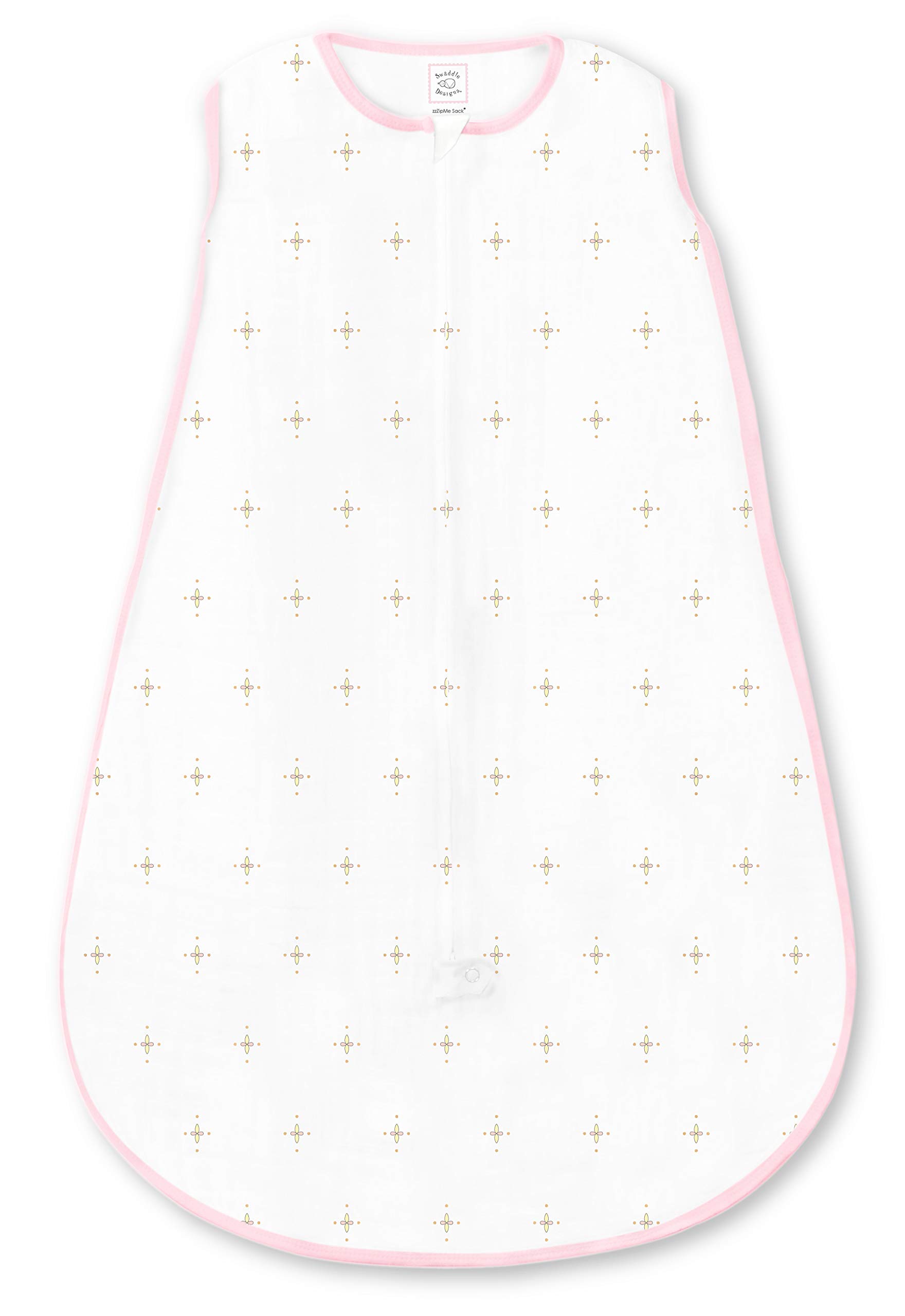 SwaddleDesigns Cotton Sleeping Sack Wearable Blanket with 2-Way Zipper, Bella, Pink (Small 0-6 Months)