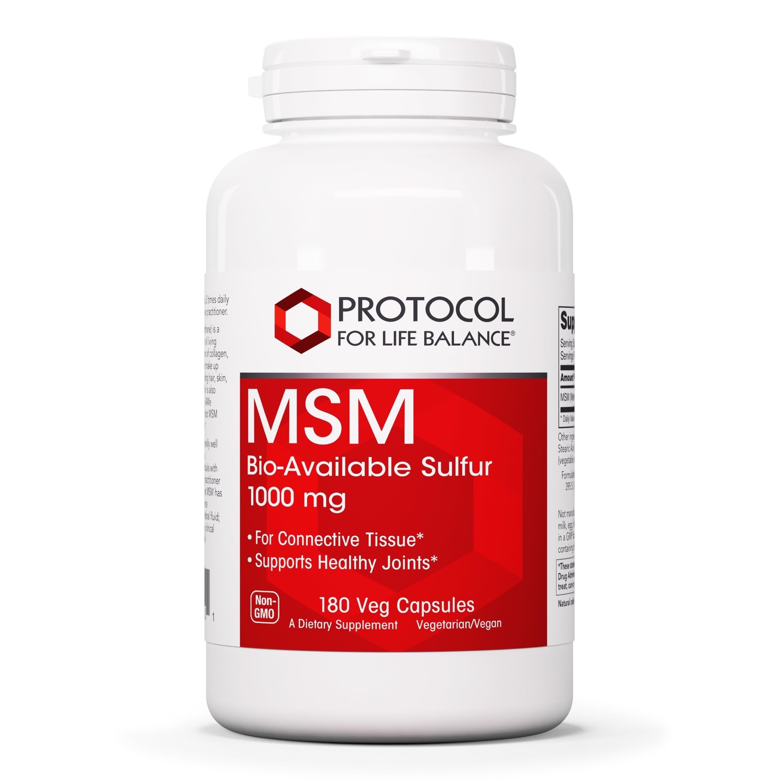 PROTOCOL FOR LIFE BALANCE MSM 1,000mg, Joint Health*, 180 Veg Caps