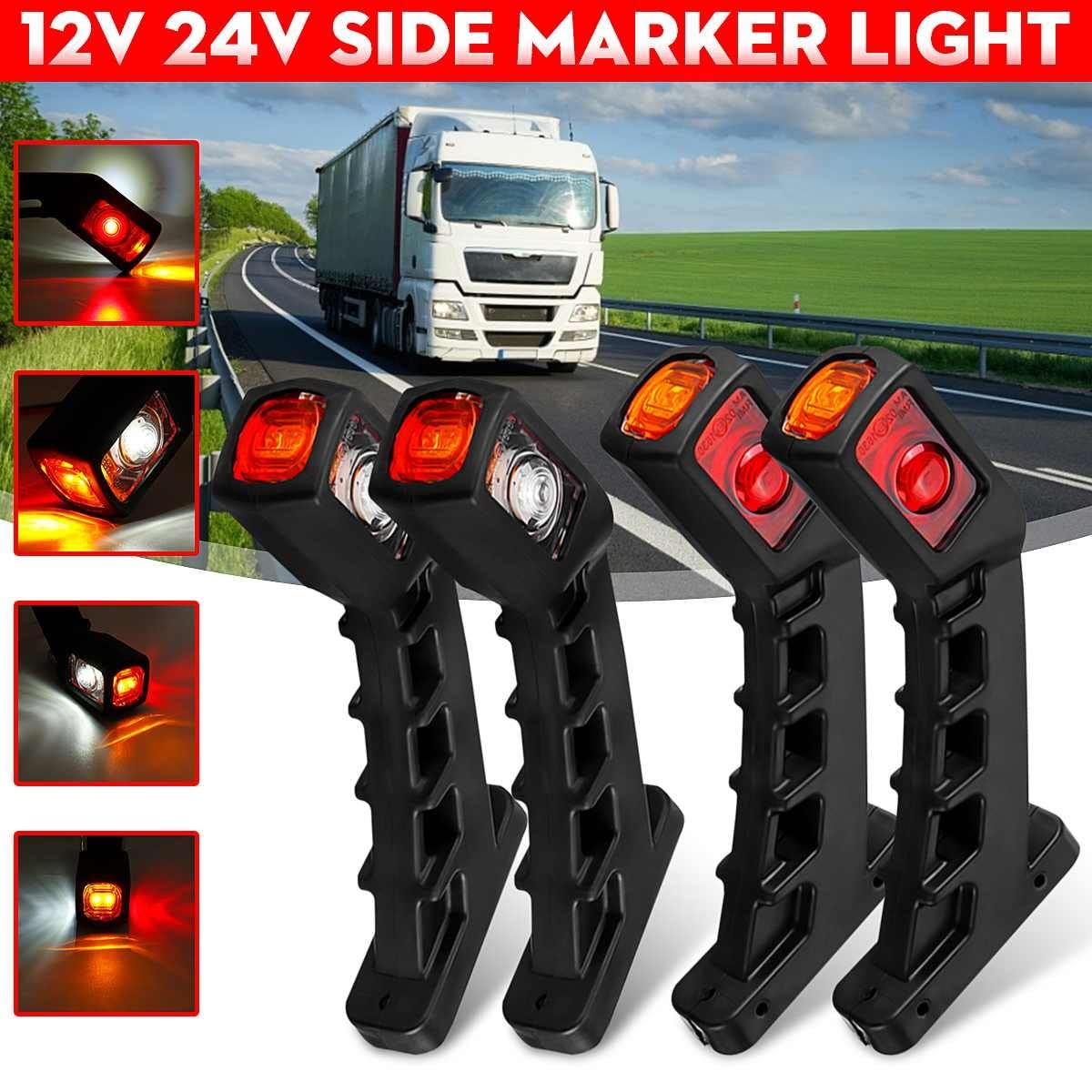 2/4/8x 12-24V Remolque Indicador Lateral Iluminación Van Luces Marcador De Liquidación Camión Luz Remolque Indicador Lateral Luz Piloto Freno Posterior(4X)