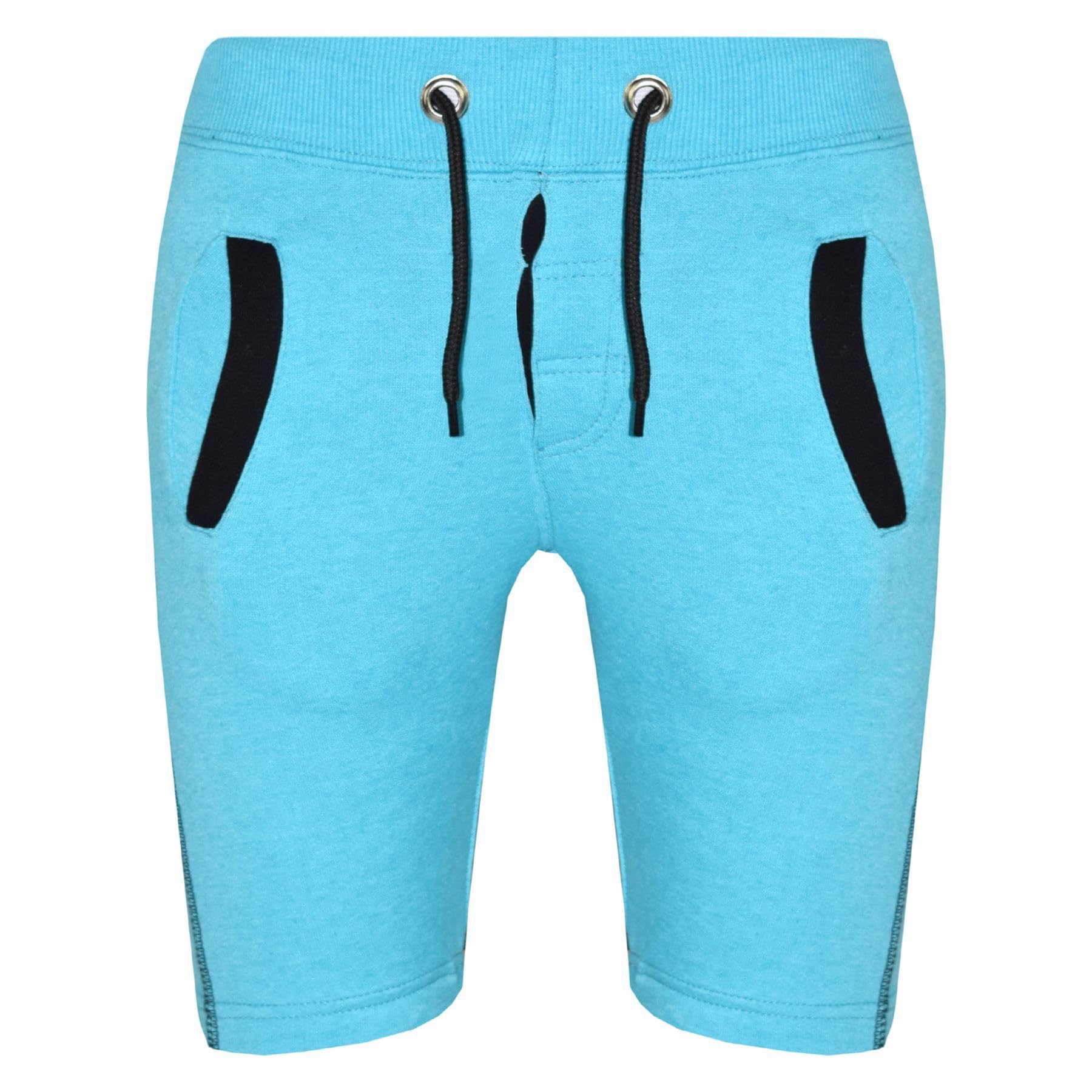 A2Z 4 Kids Fleece Jogging Shorts - Shorts Contrast Trim Aqua 2-3
