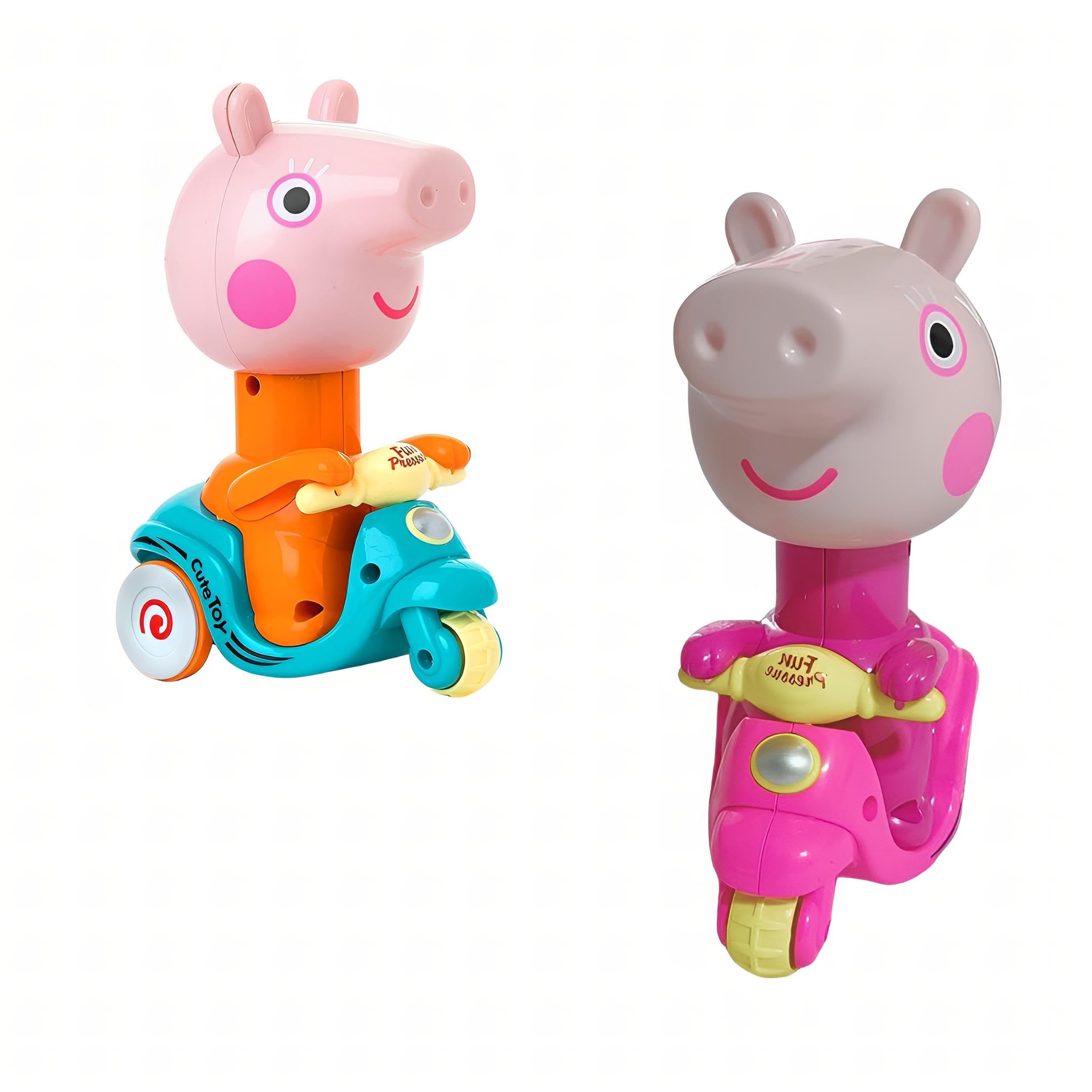 PLUSPOINT Unbreakable 2 pc Peppa Pig Design Cartoon Toy Press and Go, Pull Along Friction Toy Pressure Friction Toddler Scooter Toy for Kids, Baby Boy & Girl Pack of 2, (B0CH4QQ1PL) Amazon Price History, Amazon Price Tracker