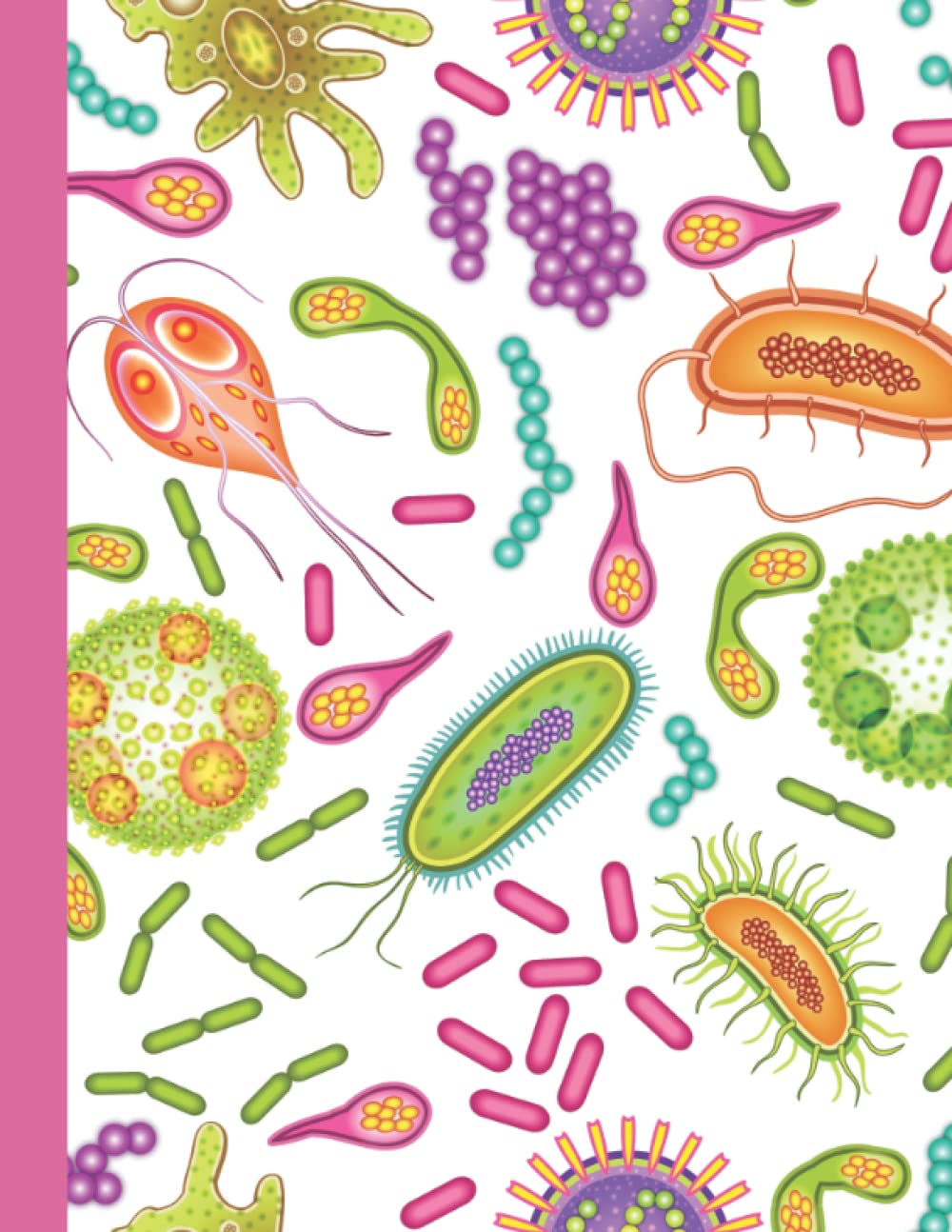 Biology Composition Notebook: 8.5 X 11 College Ruled Paper Lined Journal, Bacteria And Virus Pattern Cover - A Biology Themed Gift For Your Friends