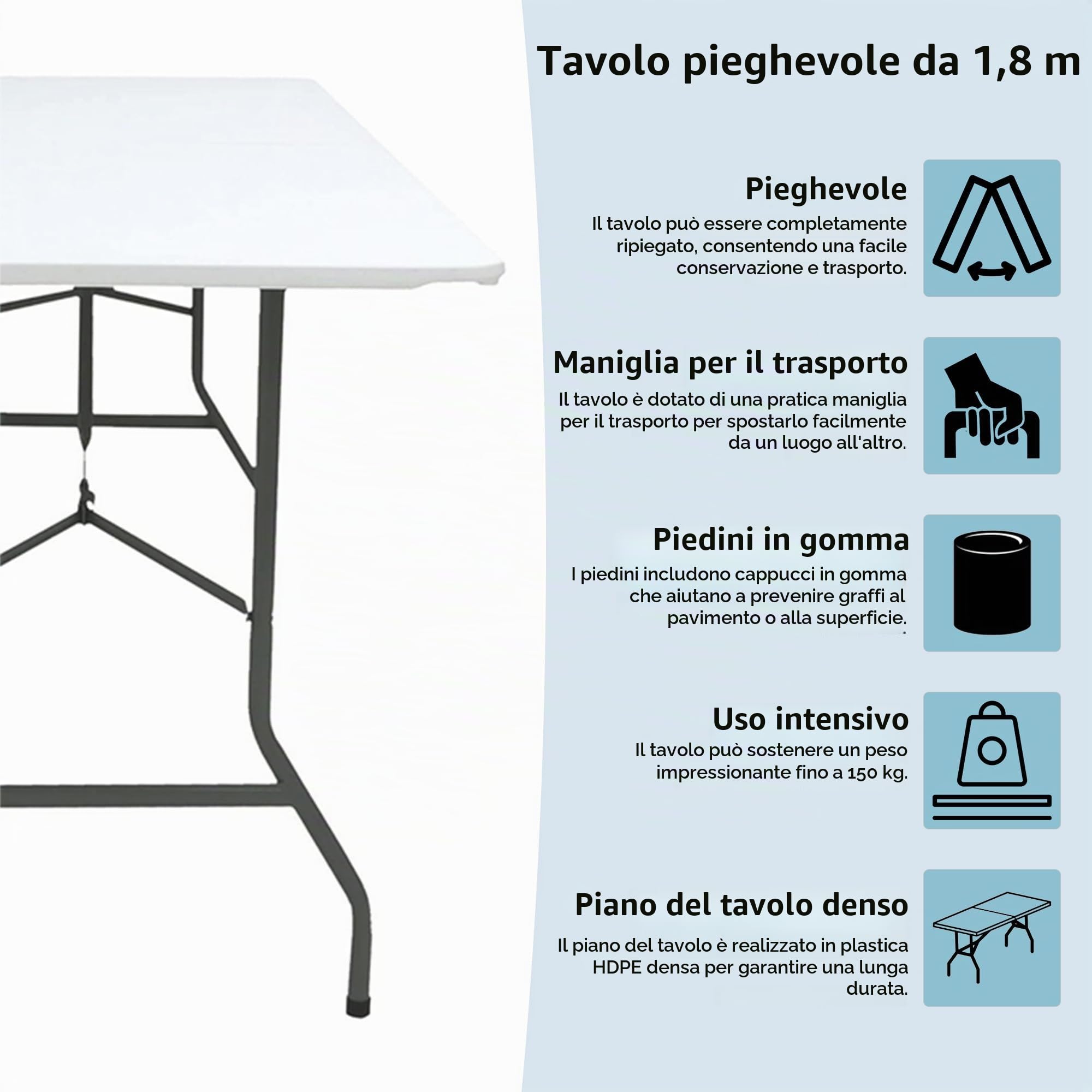 Home Discount pieghevole da tavolo 1,8 m resistente extra Strength campeggio buffet wedding Market Garden party bagagliaio Stall picnic Trestle indoor outdoor pieghevole maniglia per il trasporto