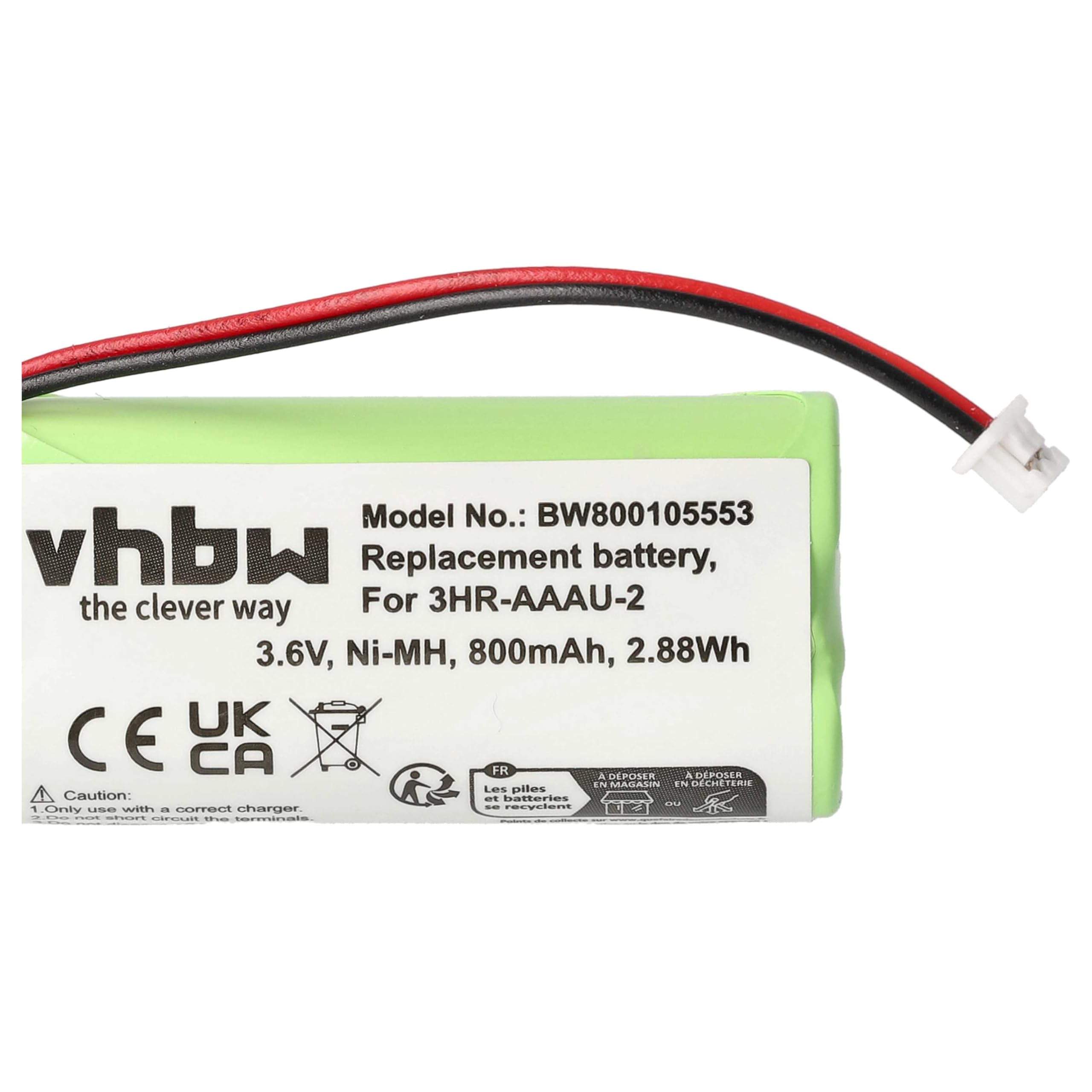vhbw 1x Batterie Compatible avec Bang & Olufsen BeoCom 2 téléphone Fixe sans Fil (800mAh, 3,6V, NiMH) - Remplacement pour 3HR-AAAU-2