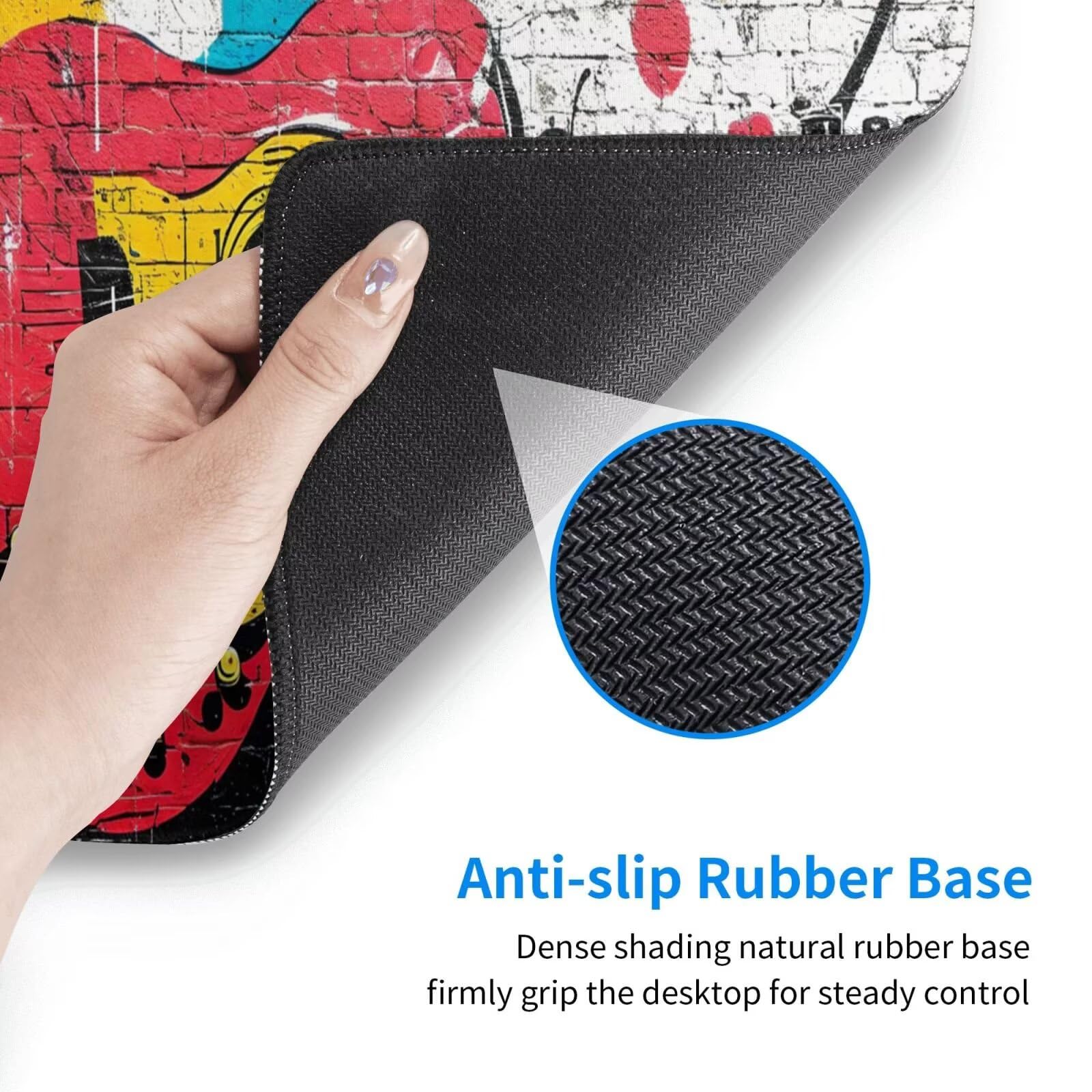 Tapis de Souris XXL 1200x600 mm, Couleur Tapis de Souris Guitare Tapis Souris XXL 120 X 60 CM, Antidérapant sous Main Bureau à Bords Cousus, Mouse Pad avec Surface en Caoutchouc antidérapant U-127