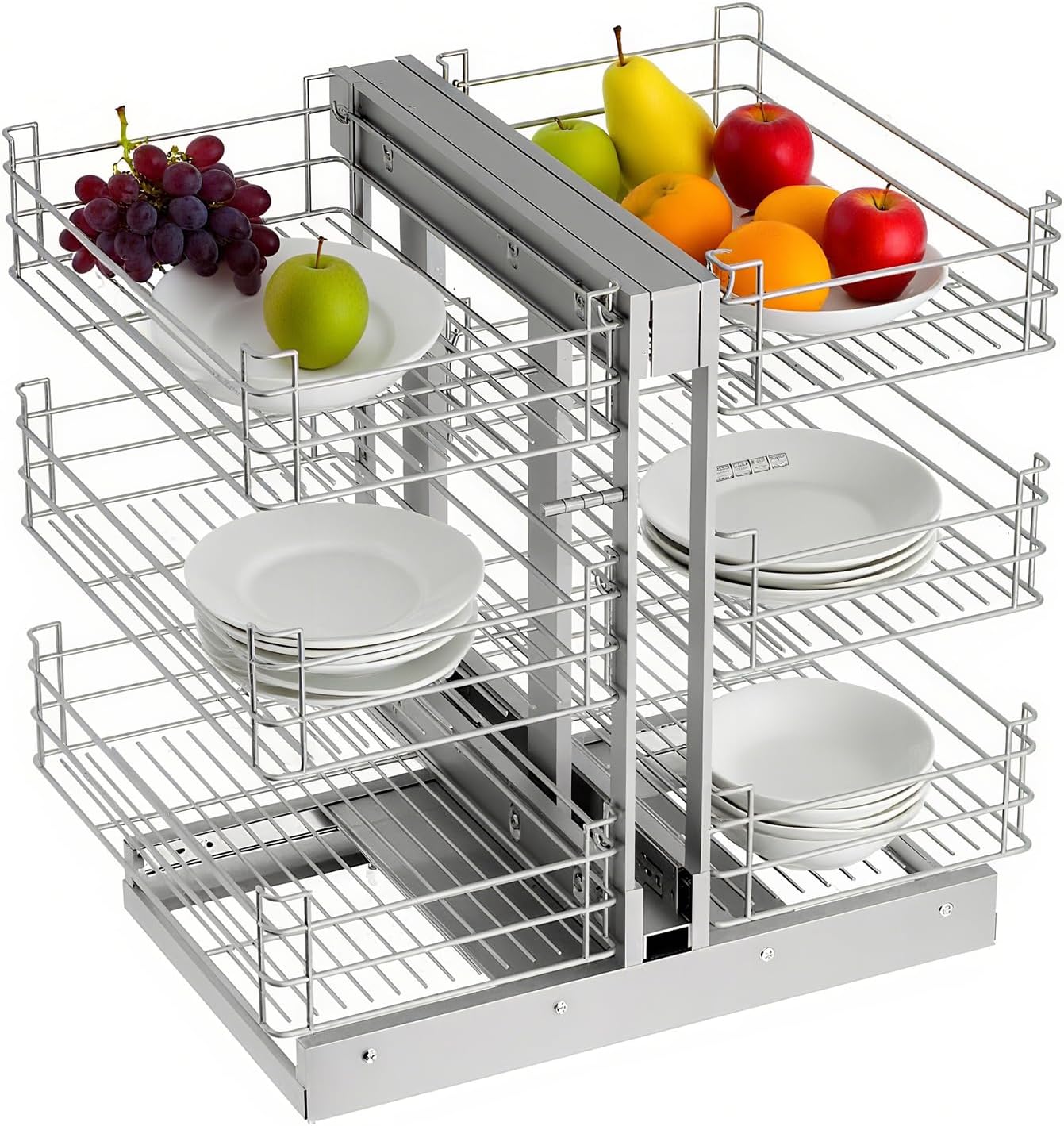 15" W Blind Corner Cabinet Pull Out Organizer, 3 Tier 6-Basket Sliding Cabinet Shelves, Slide Out Storage, Corner Cabinets Shelf for Blind Corner Kitchen/Bathroom Cabinets, Easy to Install&Maintain