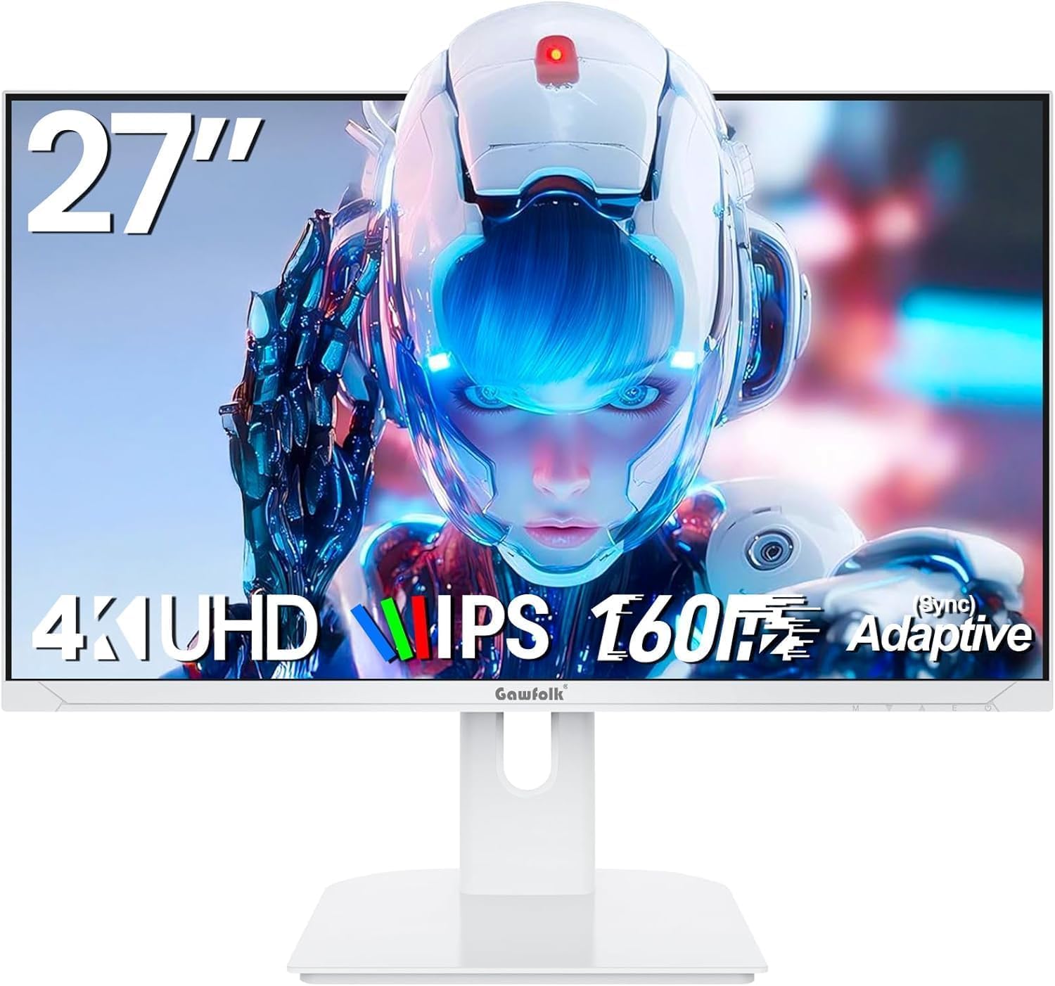 Gawfolk 27 Zoll 4K Gaming Monitor IPS, PC Bildschirm 160Hz UHD 3840 x 2160p, Computermonitors for Home & Office, HDMI 2.1, DP 1.4，weiß