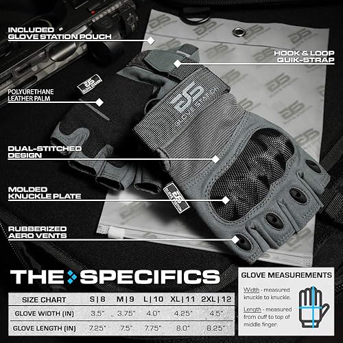 Miniatura 6 de Glove Station The Combat - Guantes tácticos de nudillos sin dedos para hombre, guantes de motocicleta para tiro táctico, airsoft, caza, trabajo