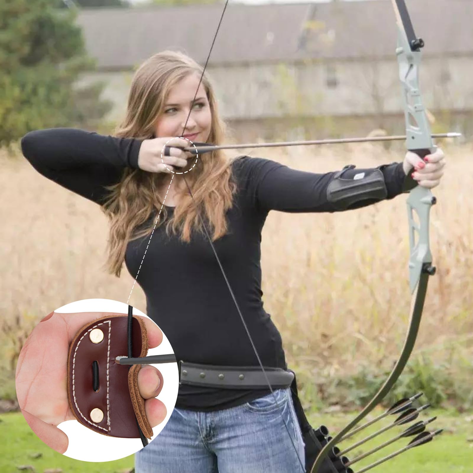 Bottes En Cuir Lot De 4 Protège-Onglets En Cuir Pour Tir à L'Arc - Protection Des Doigts Garde Forestier