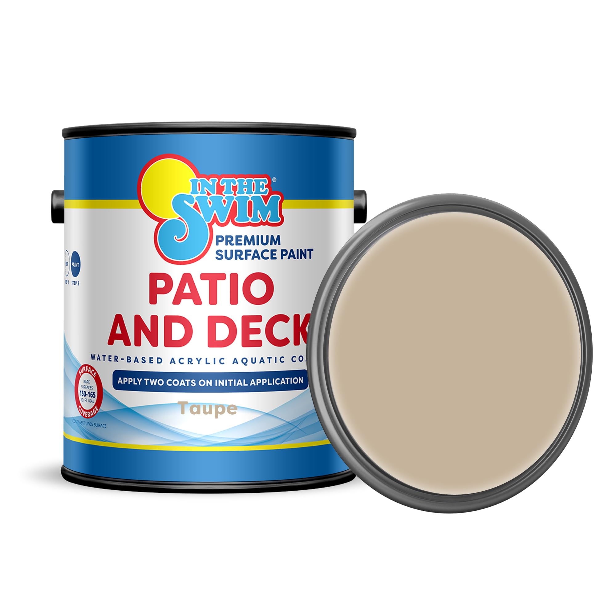 In The Swim Patio and Deck Paint - Taupe -Water Based Acrylic Coating - For Sprayed, Patterned, or Bare Concrete Surfaces -1 Gallon