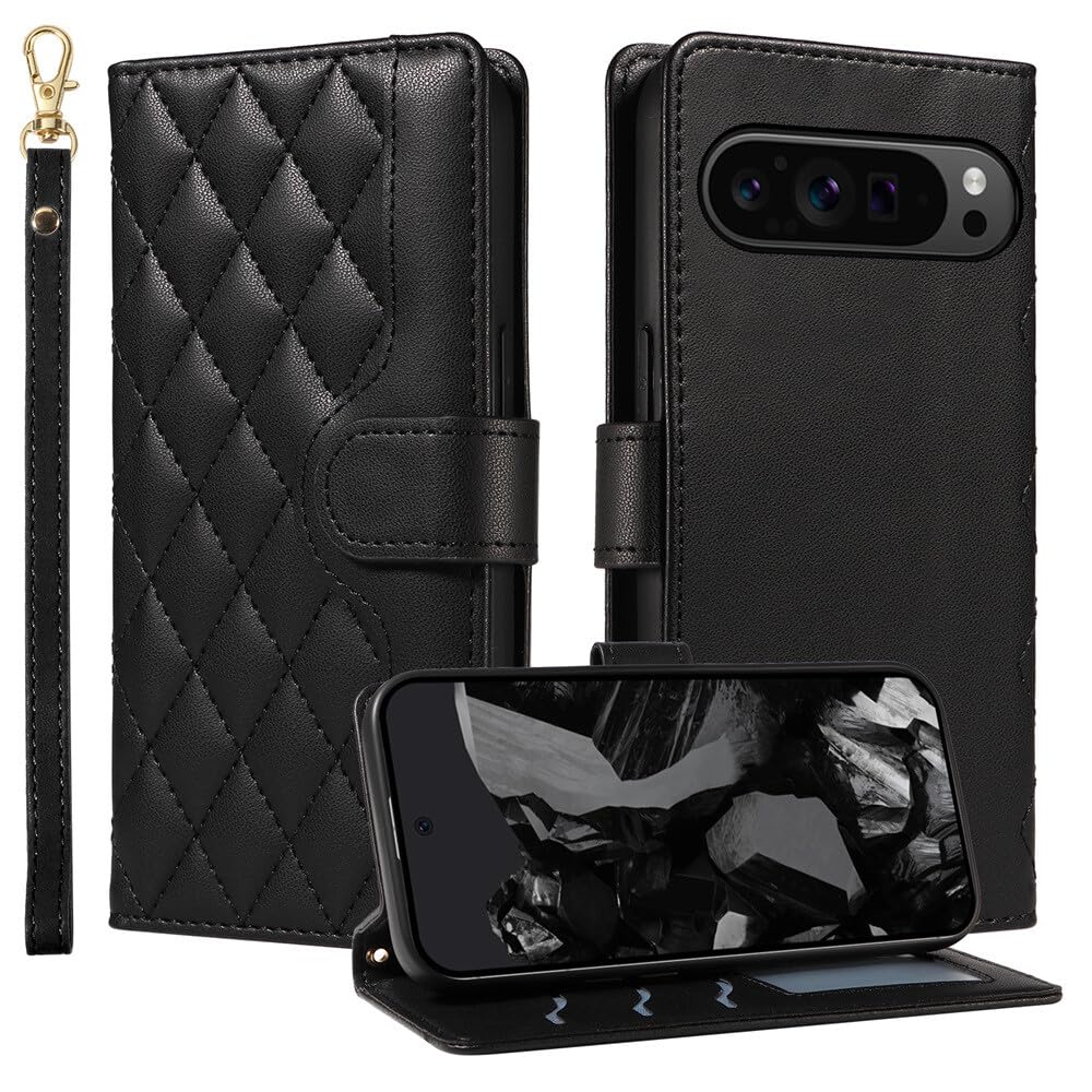 Coque Google Pixel 7A étui portefeuille cuir rabat noir protection - 7