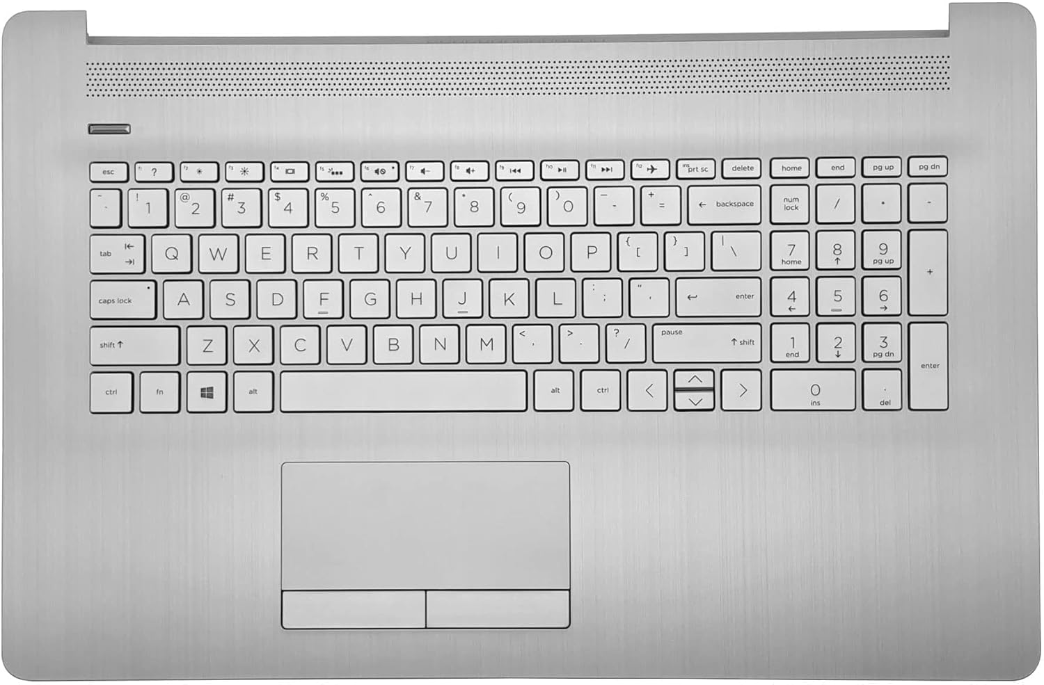 Replacement Upper Case Palmrest for HP 17-by 17T-by 17-CA 17Z-CA 17t-by400 17-by0026cy 17z-ca300 Series Laptop Backlight Keyboard Assembly with ODD Touchpad L92783-001 Natural Silver