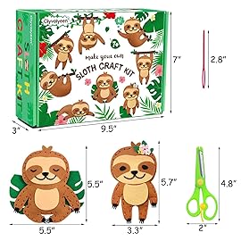 CiyvoLyeen Kids Sewing Kit Crafts - DIY Sloth & Jungle Animal Felt Crafts Sewing Set for Girls & Boys Ages 8-12 Learn to Sew 8 Cute Animal Projects