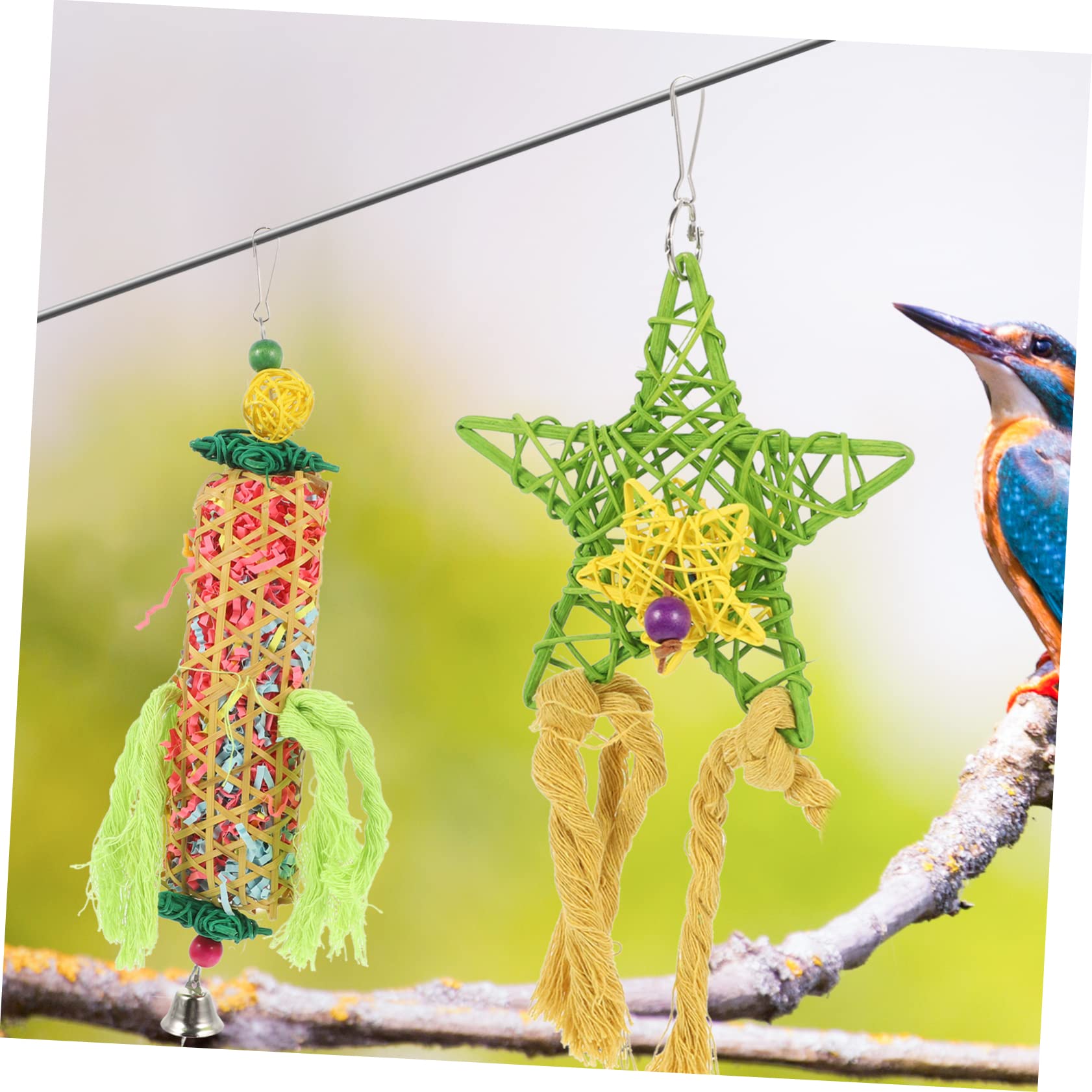 VANZACK 9stücke Vogelspielzeug Für Käfige Bunte Kletter Und Kauspielzeuge Naturmaterialien Für Papageien Und Sittiche Dekoratives Zubehör Für Spaß Und Im Vogelkäfig
