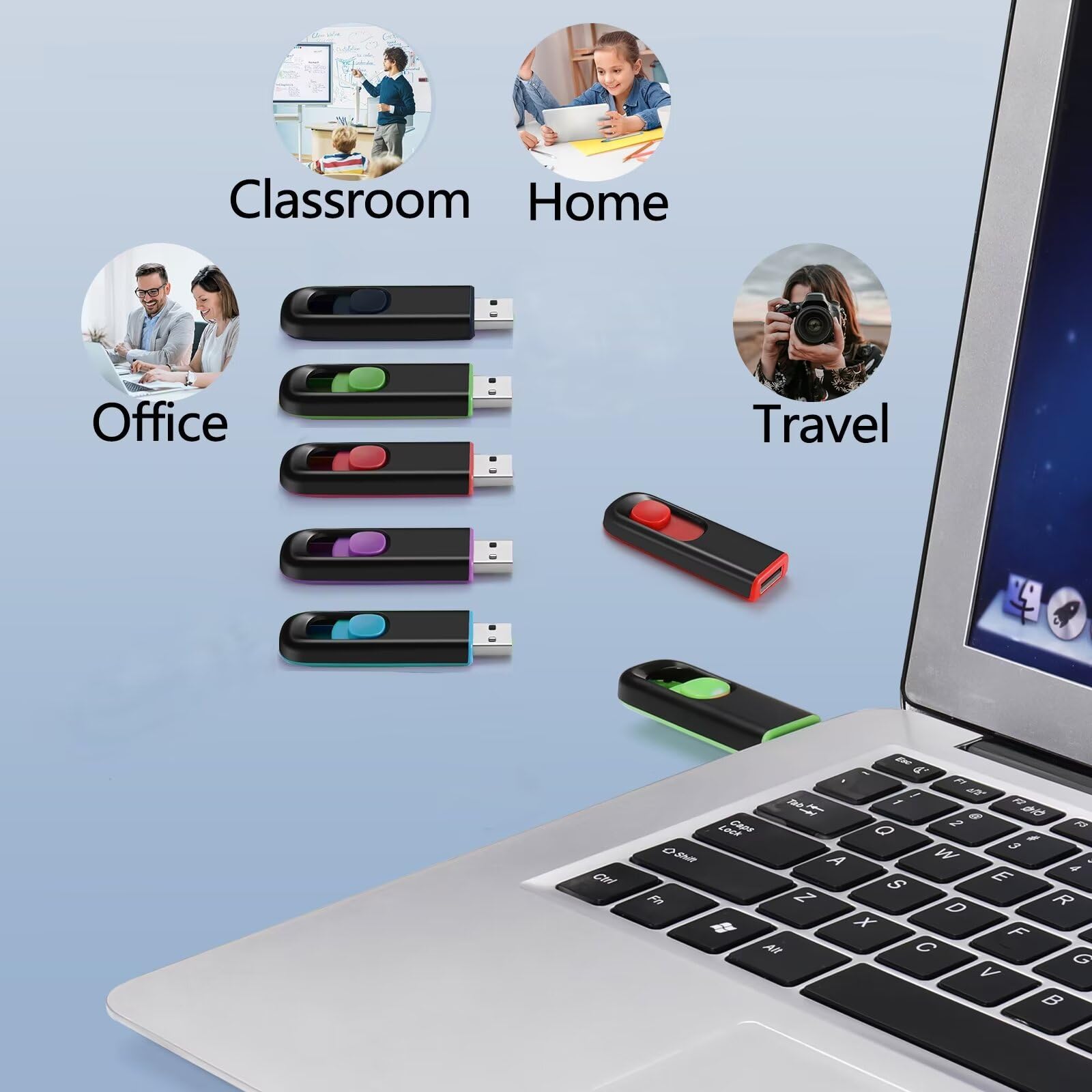 MAKACTUA Chiavette USB 64GB Pendrive 10 Pezzi, Unità Flash 2.0 Con Design Retrattile per PC