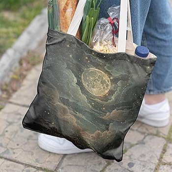 Veqzc Mystical Celestial Moon and Stars Tote Bag, Enchanting