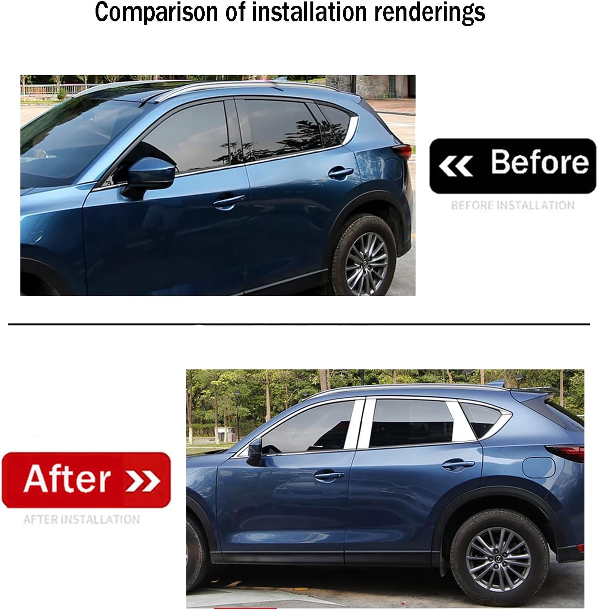 Car Accessories Fit for Mazda CX5 CX-5 2017 2018 2019 2020 2021 2022 2023 2024 2025 Exterior Window Middle Pillar Post Molding Trim Chrome Stainless Steel 8 PCS