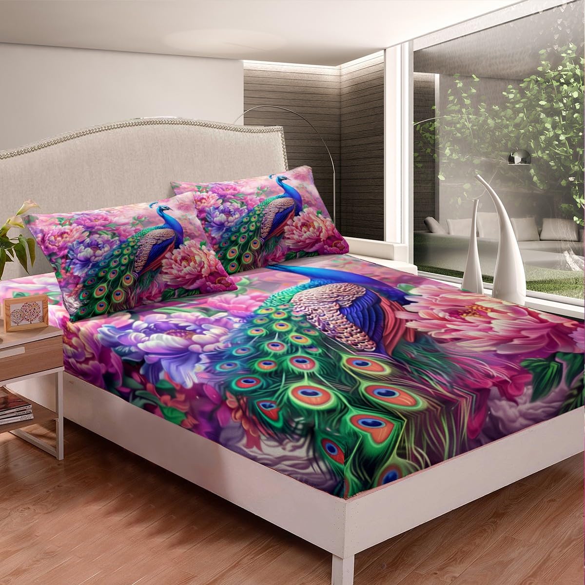 Manfei Peacock Fitted Sheet Single Size - Image 2