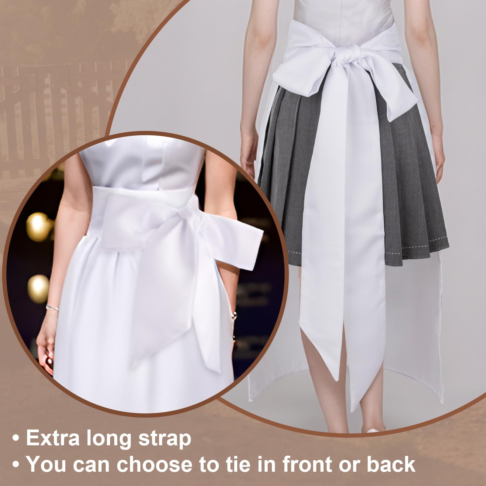 TOPTIE Waist Long Apron, Victorian Half Apron, Vintage Server Half