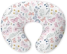 haus & kinder Newborn Nursing Feeding Pillow, Breastfeeding Pillows with Removable Cover, Infant Support for Baby & Mom Cradle 0-24 Months (Butterfly Garden, Cotton Poplin, Multicolor)