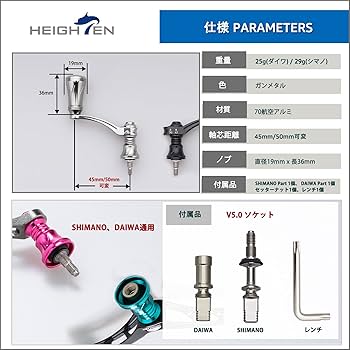 steering channel⭐︎ Amazon.co.jp: HEIGHTEN 45-50mm可変 リール ハンドル 19mm