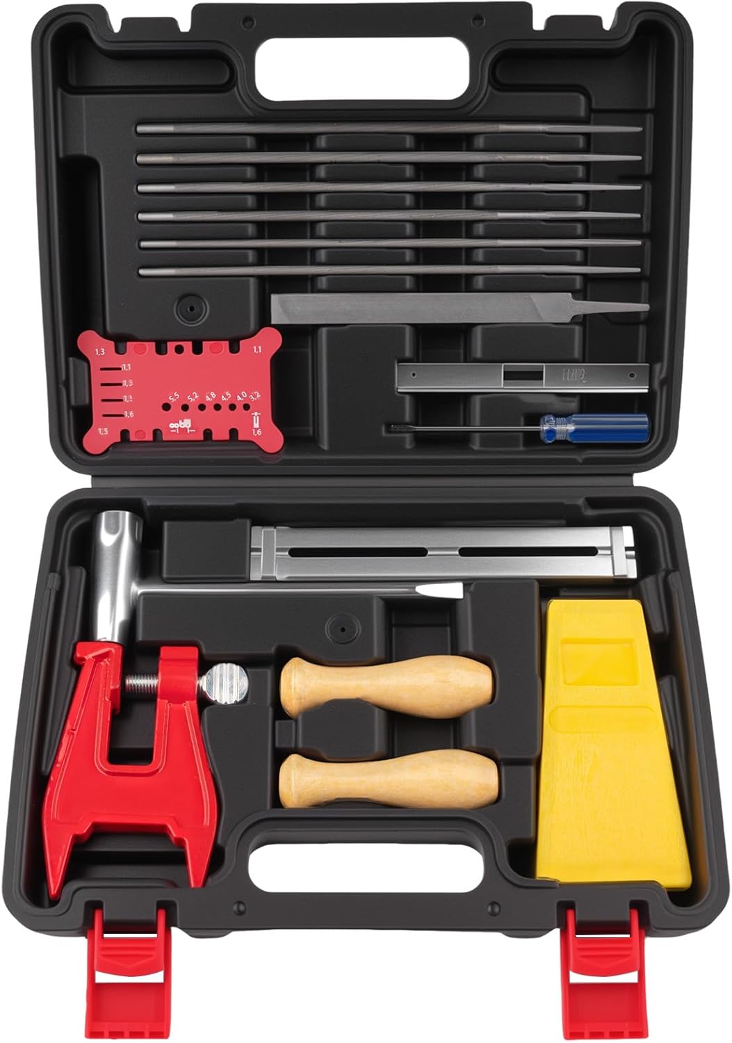 16Pcs Chainsaw Chain Sharpener Kit, Including Files, Depth Gauge, Stump Vise, Felling Wedge and More, Fast Sharpening for Dull Blades, Ideal for Forestry, Firewood & DIY