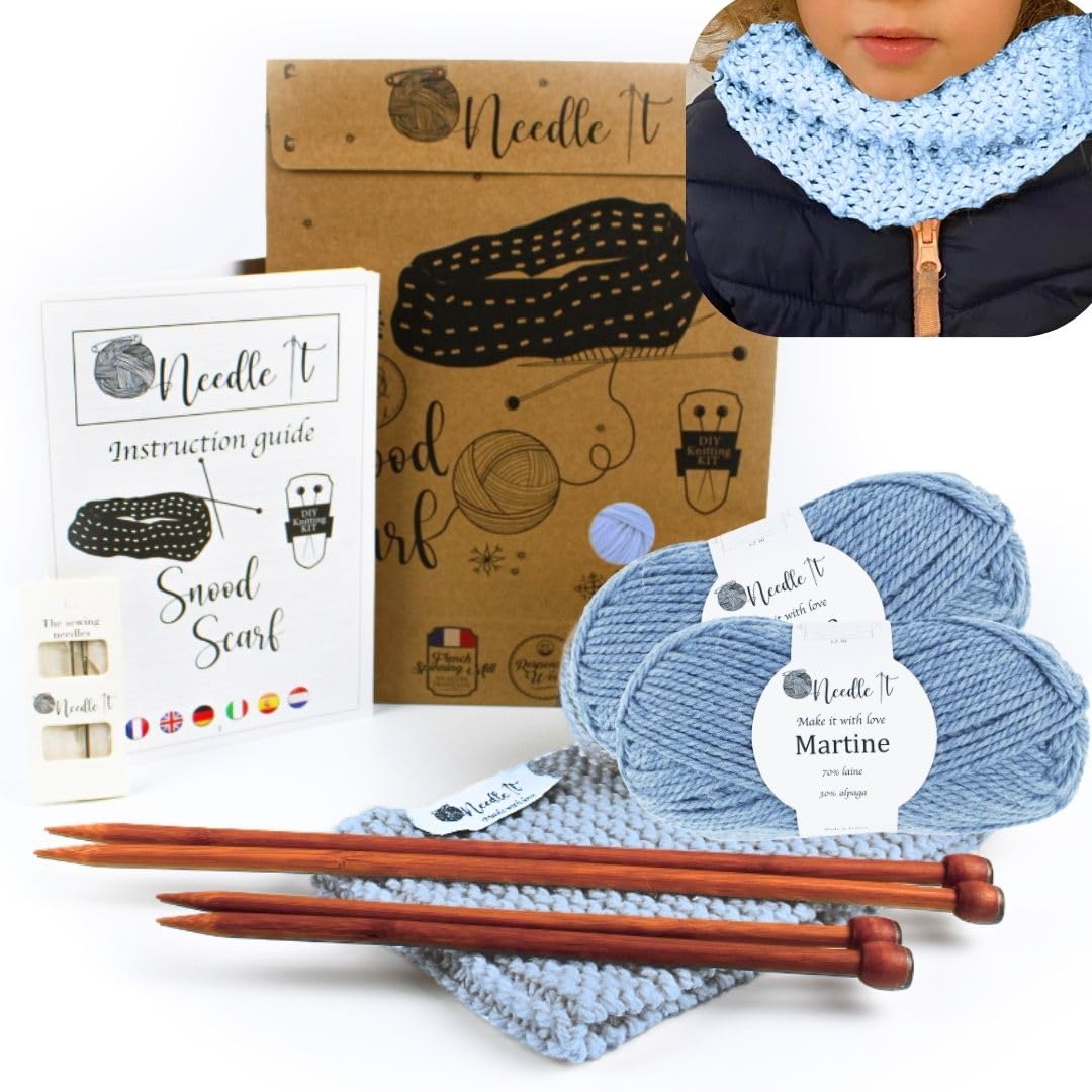 Needle It® Kit Tricot Tour De Cou En Laine Pour Débutant Avec Aiguilles à Tricot